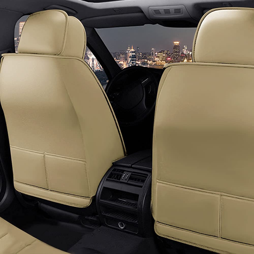 Premium PU Leather Front & Rear Seat Covers for Hyundai Santa Cruz - Comfortable, Durable & Wear-Resistant Beige Car Seat Protectors - Perfect for Daily Commute, Road Trips & Outdoor Adventures