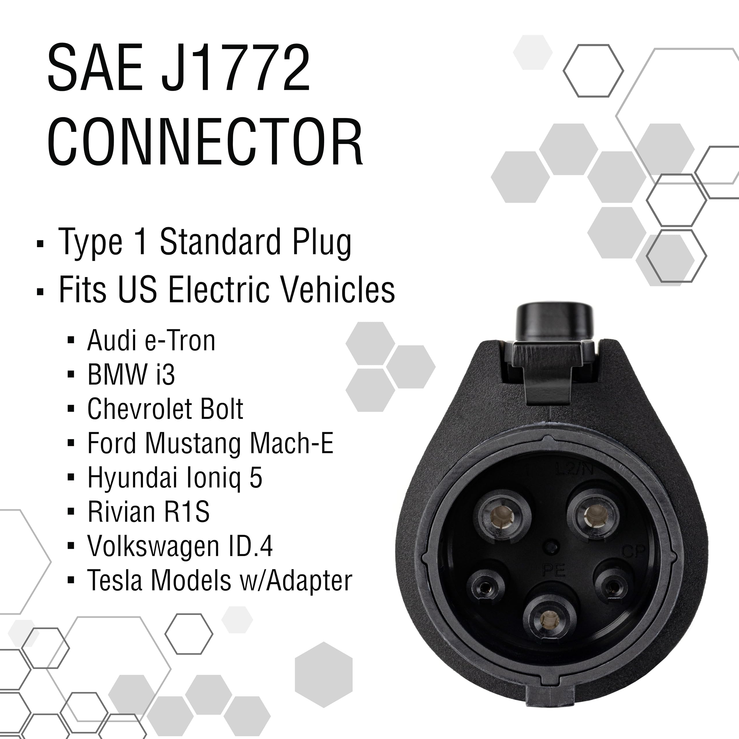 32 Amp 240V Level 2 EV Charger Replacement Cord - SAE J1772 Compatible with All Electric Vehicles, 20ft Charging Cable for Home & Public Charging Stations