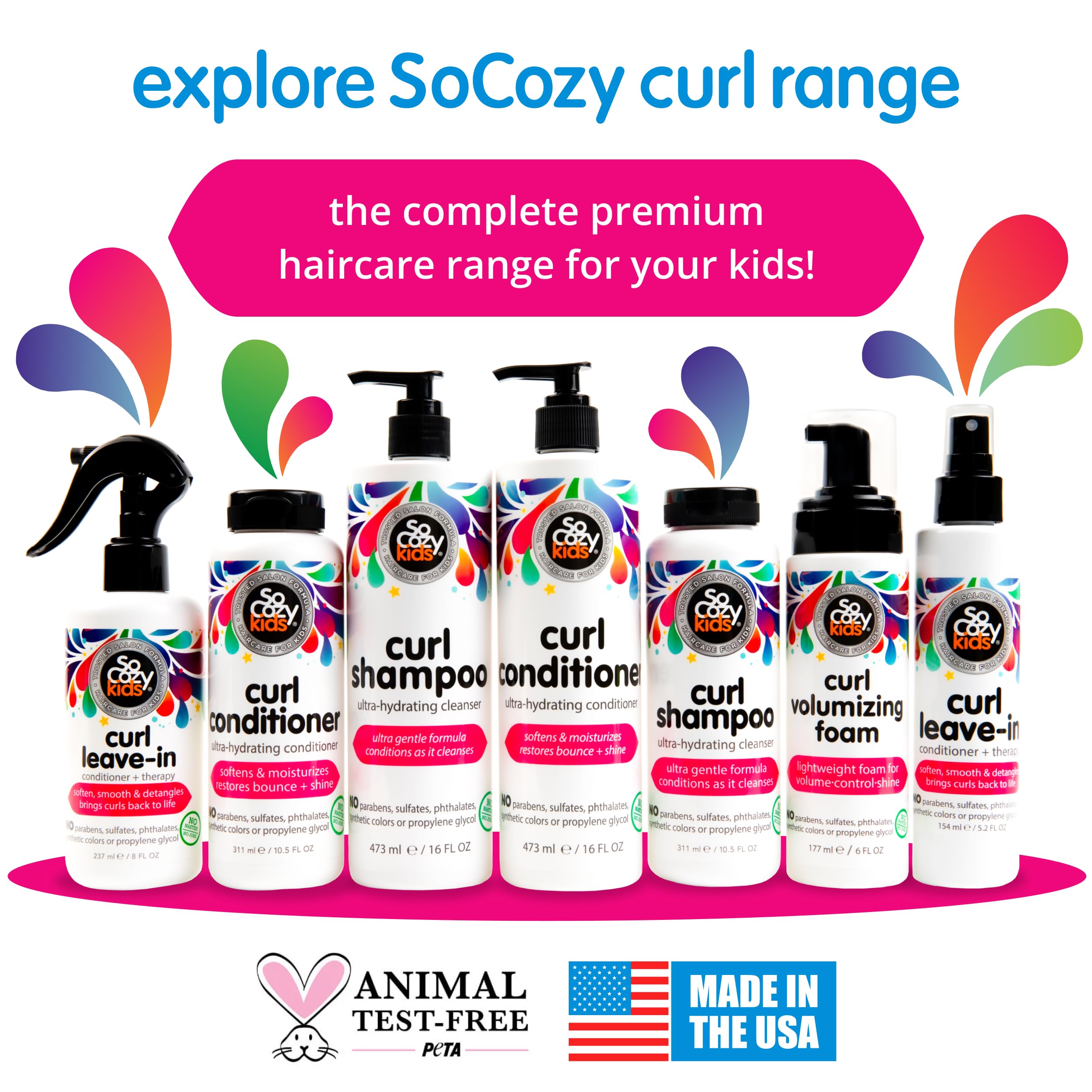 SoCozy Kids Curly Hair Conditioner - 10.5 Fl Oz (Pack of 2) | Moisturizing & Detangling for Dry, Frizzy Curls | Mango Butter, Rice Protein & Papaya Extract | Paraben-Free | Perfect for Daily Hair Care & Post-Swim Treatment