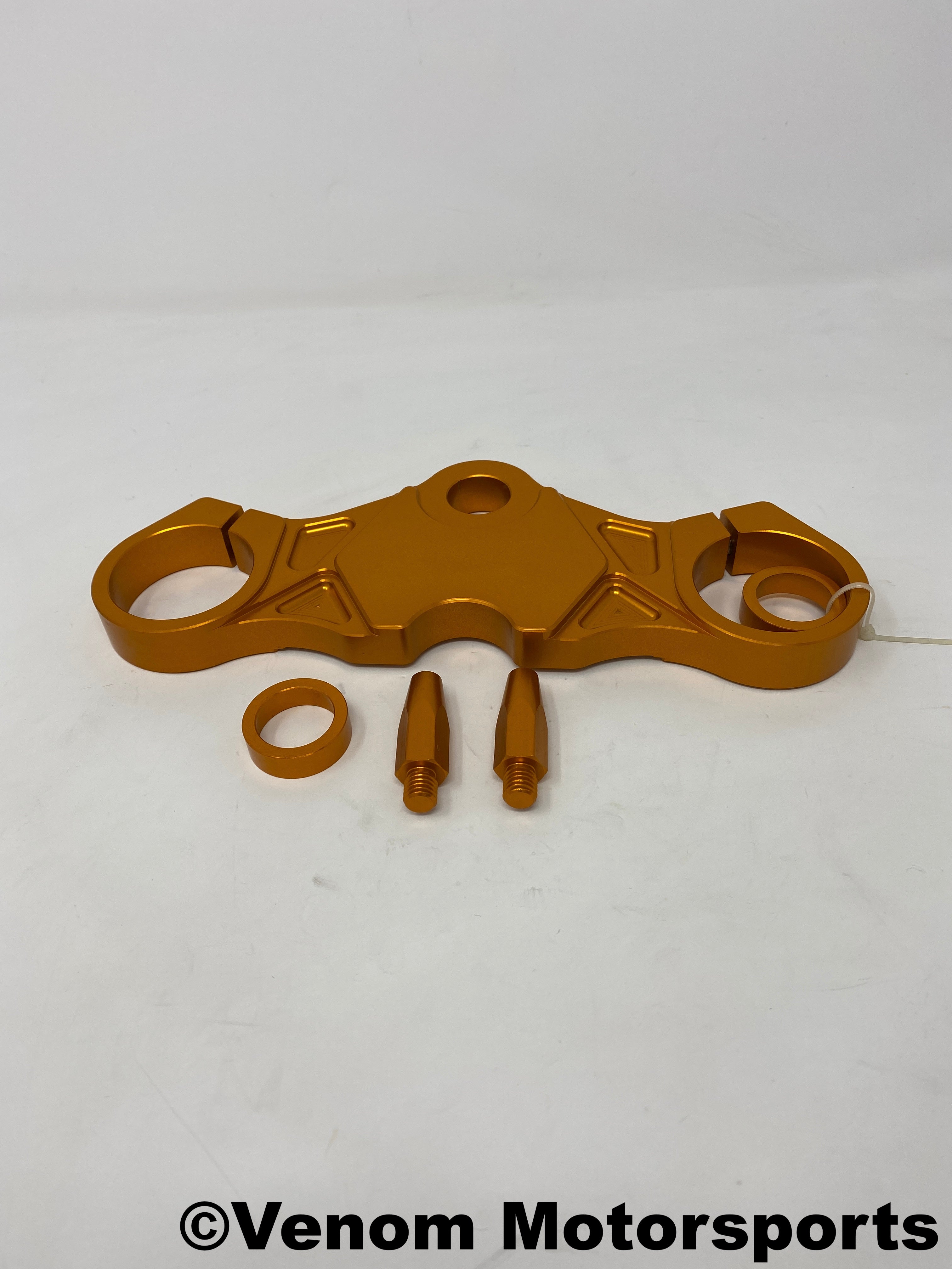 Replacement Gold Upper Handlebar Connection Plate for Venom X22R 250cc Motorcycle - Durable Bike Accessory for Off-Road & Street Riding
