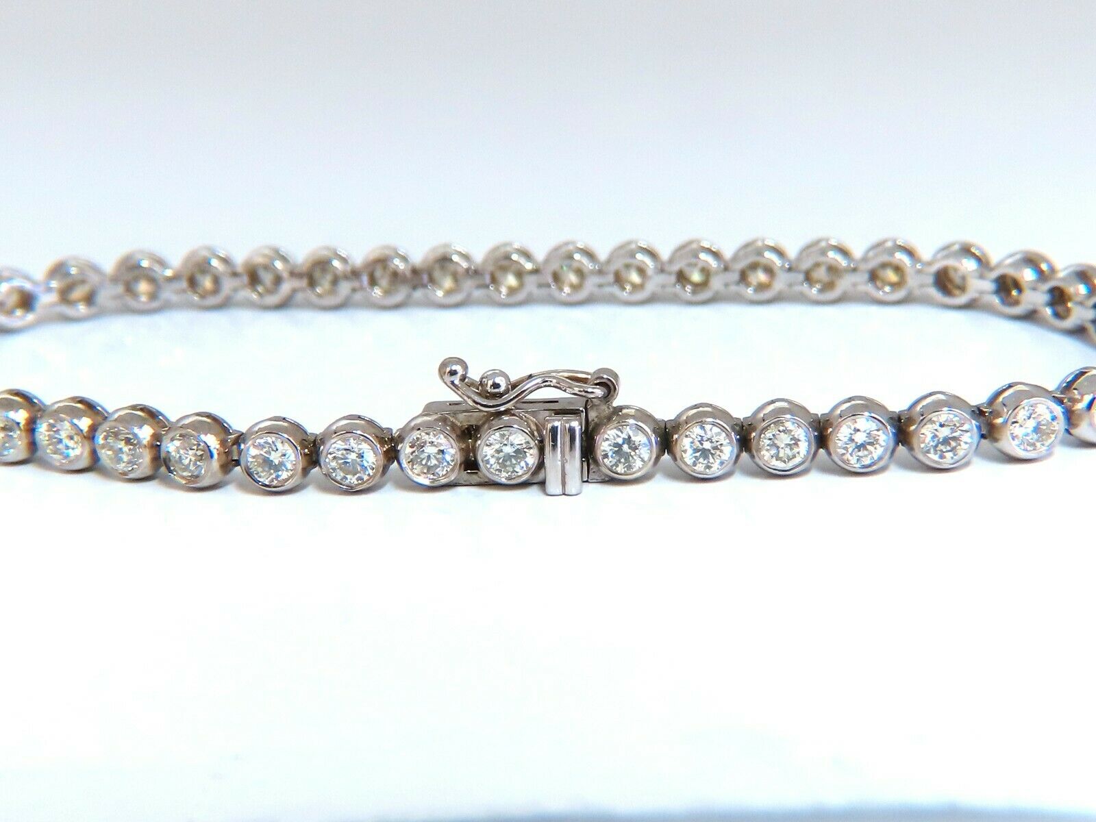 3.07 Carat Natural Round Diamond Tennis Bracelet in 14K Gold - Elegant Tubular Flush Link Design for Women | Perfect for Weddings, Anniversaries & Special Occasions
