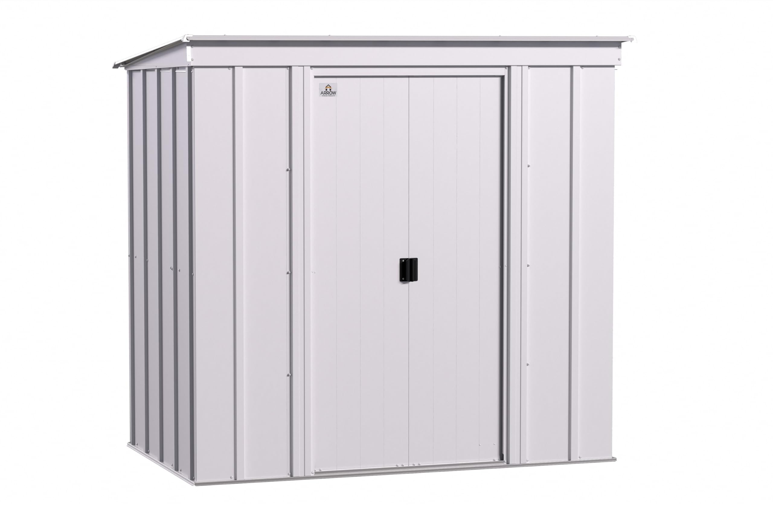 Arrow Classic Steel Storage Shed 6x4 ft Outdoor Garden Shed, Flute Grey - Perfect for Backyard Storage, Lawn Equipment, and Gardening Tools