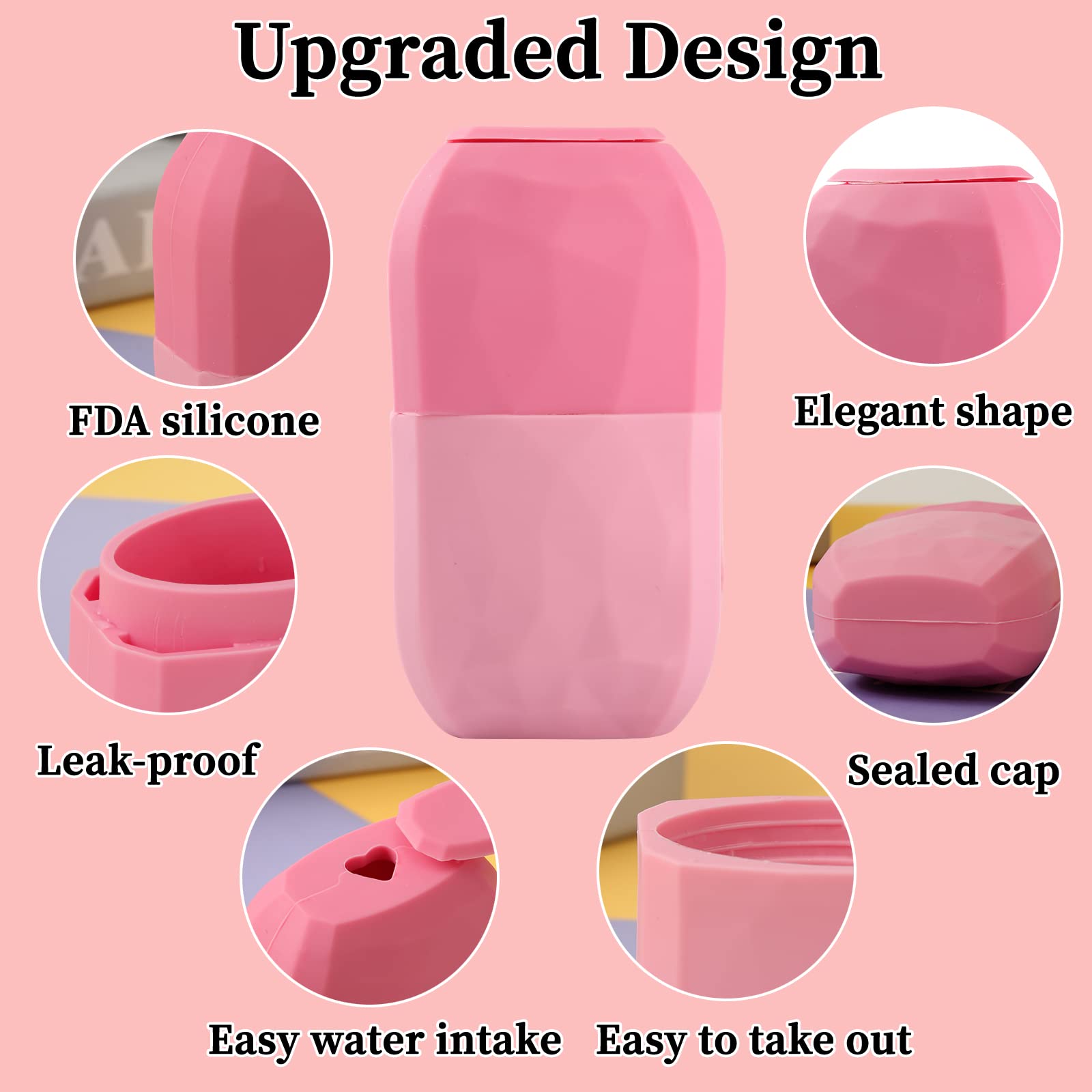 Diamond Pink Facial Ice Roller for Face & Eyes - Beauty Ice Cube Massager to Brighten Skin, Reduce Puffiness & Fine Lines - Cooling Skin Care Tool for Morning Routine & Post-Workout Recovery
