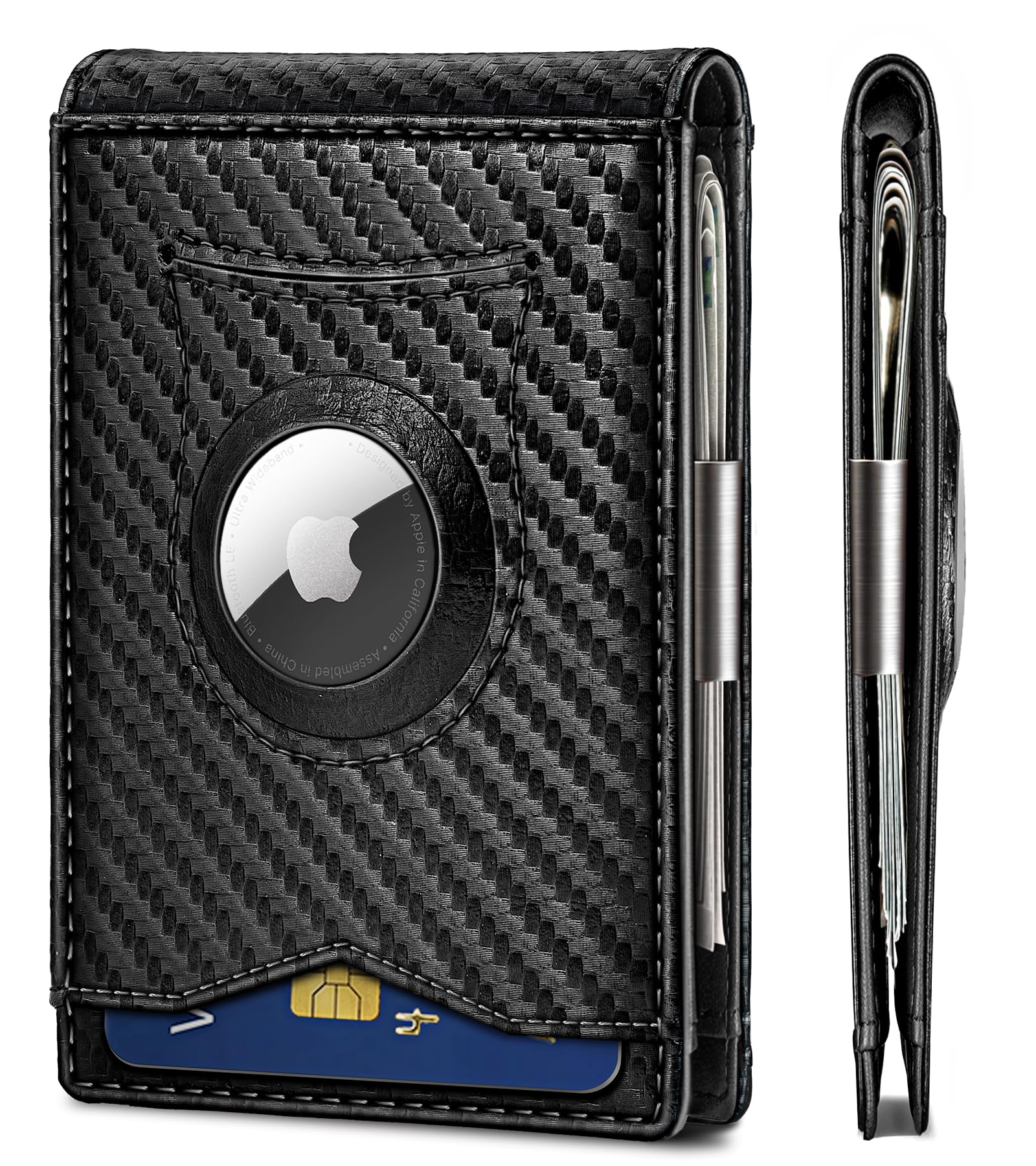 BULLIANT Slim RFID Blocking Men's Wallet with AirTag Slot - Front Pocket Wallet & Money Clip for Men - Holds 11 Cards - Perfect for Travel, Work, and Everyday Use