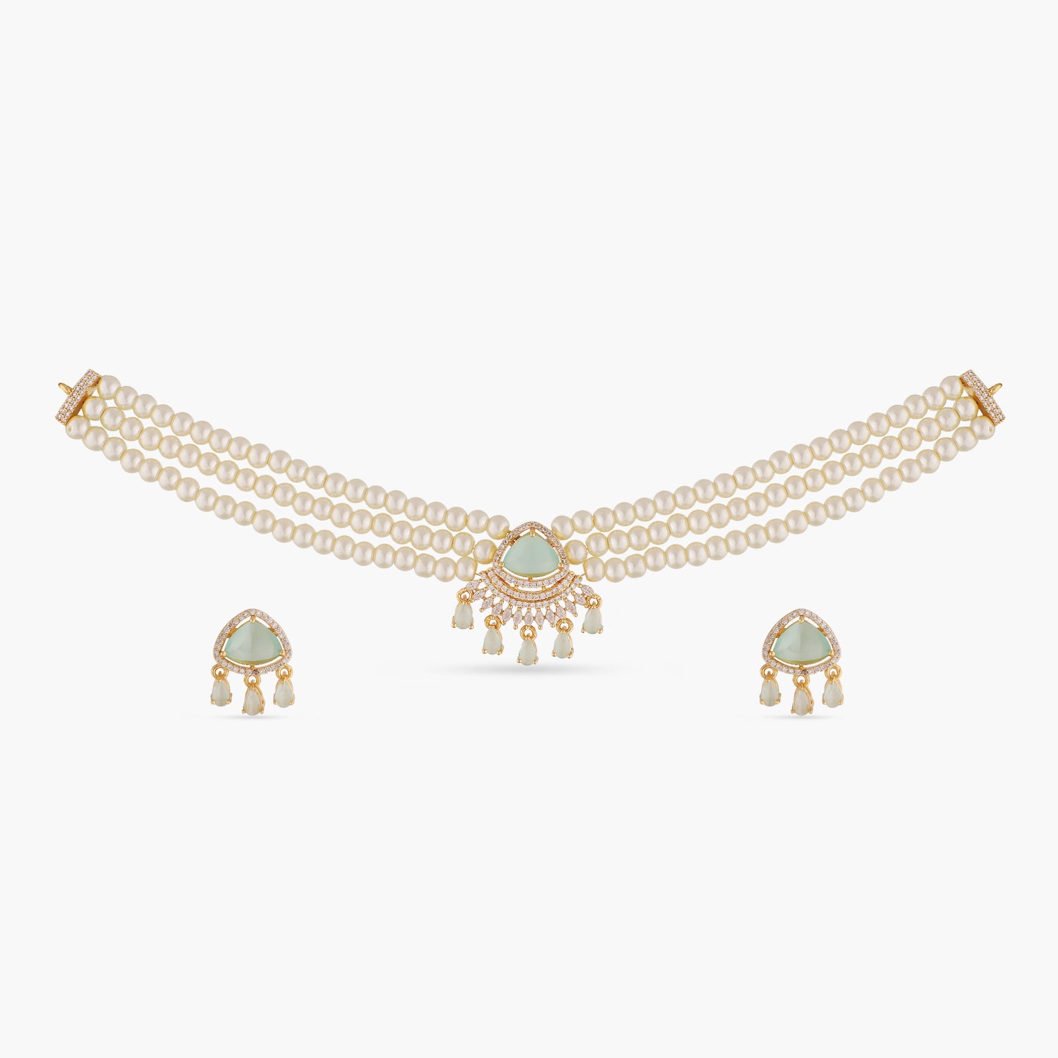 Bella Nakshatra CZ Pearl Choker Necklace Set for Women - Elegant Cubic Zirconia & Pearl Jewelry Gift for Bridal, Party, Wedding & Special Occasions