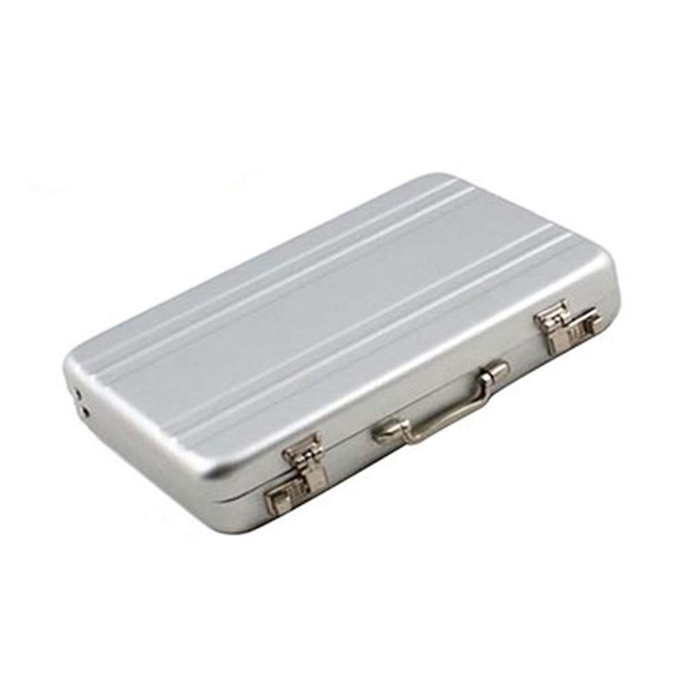 1:12 Scale Dollhouse Miniature Furniture - Silver Storage Trunk & Travel Suitcase for Kids Pretend Play | Realistic Bedroom Decor Accessories | Perfect for Dollhouse Scenes, Kids Role Play & Collectors Display