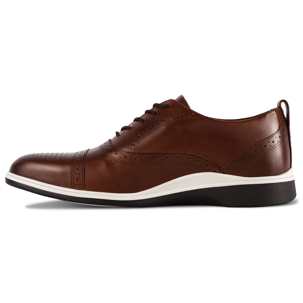 Premium Leather Cap Toe Oxford Shoes for Men - Classic Coffee Brown Dress Shoes for Business & Formal Occasions - Comfortable & Stylish Office & Wedding Shoes