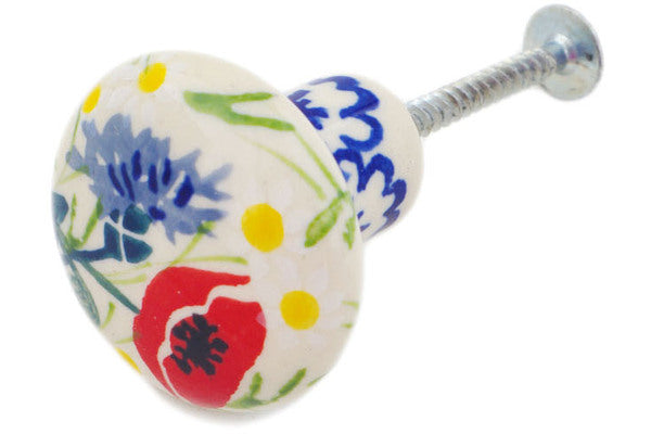 1.5 Inch Vintage Poppies and Cornflowers Drawer Knob - Elegant Cabinet Hardware for Dressers, Nightstands, and Kitchen Cabinets