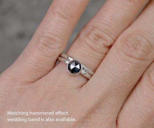 Exquisite Rose Cut Black Diamond Engagement Ring - Round Solitaire Ring for Women | Perfect for Proposals, Weddings & Anniversary Gifts