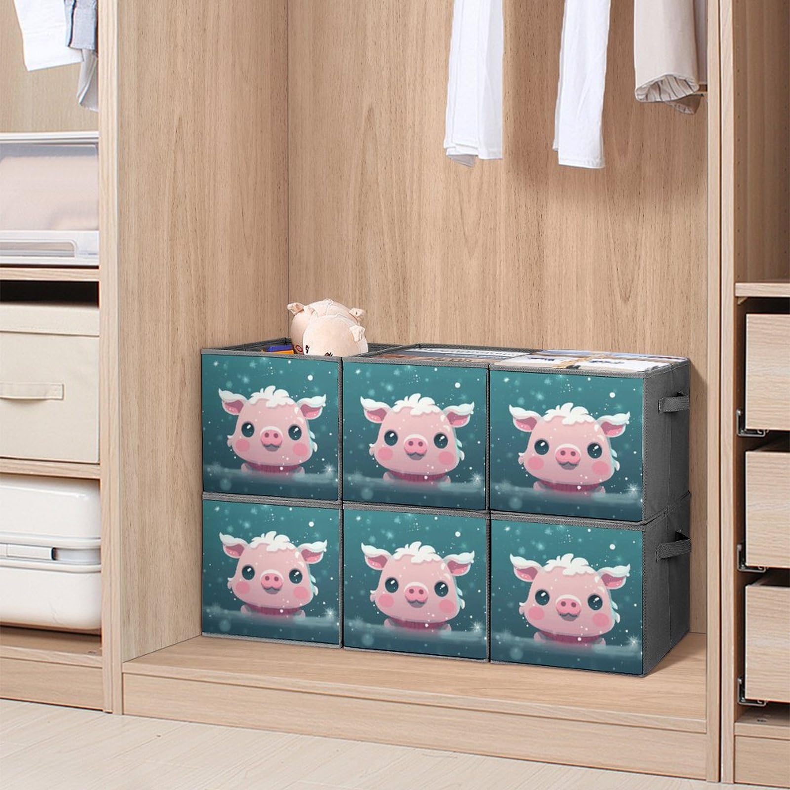 Collapsible Storage Bins with Handles - 6PCS Waterproof Cube Organizers for Home, Office & Toys