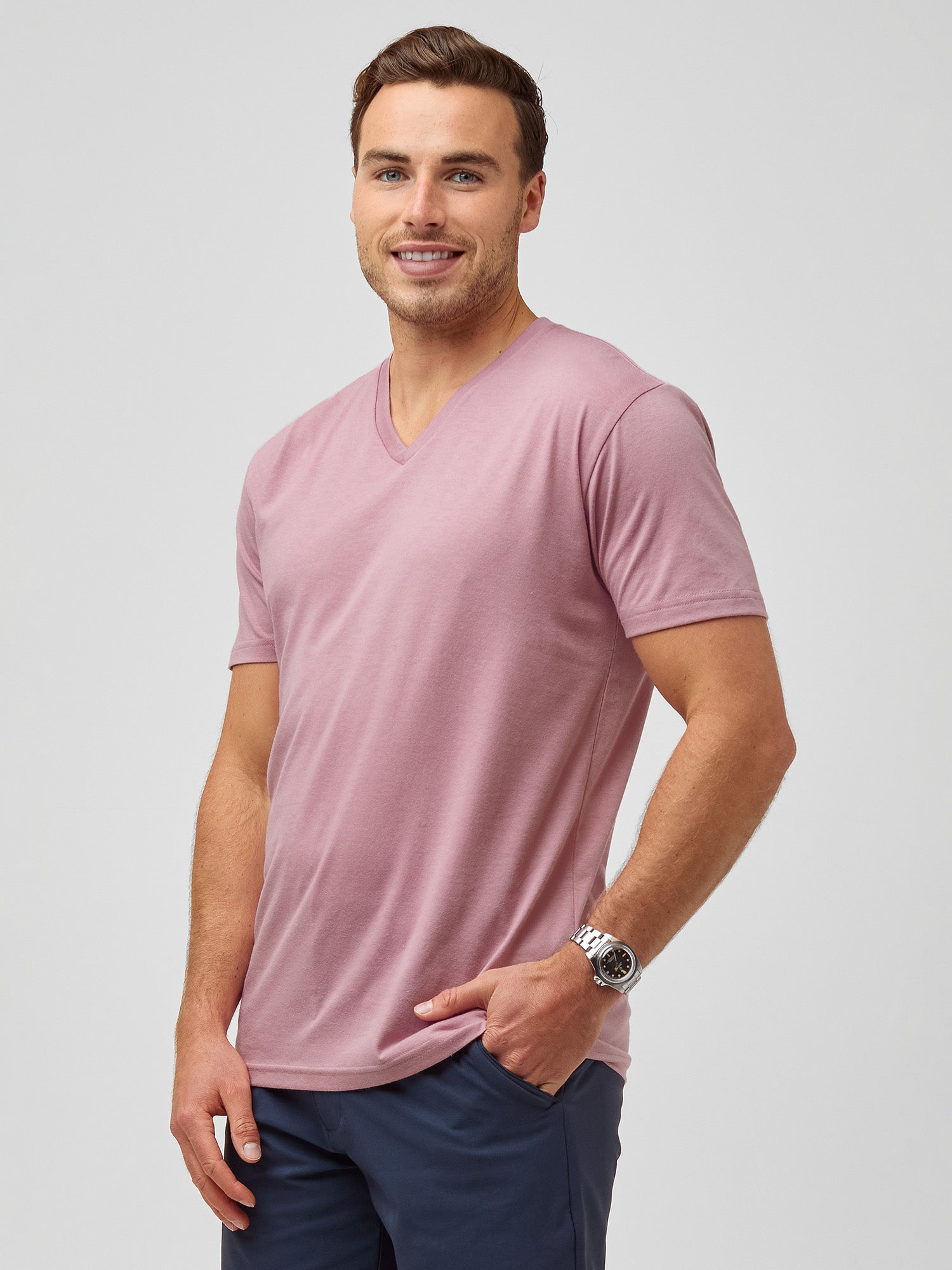 Elegant Chalk Pink V-Neck Blouse for Women | Soft & Stylish Casual Top | Perfect for Office, Date Night & Everyday Wear