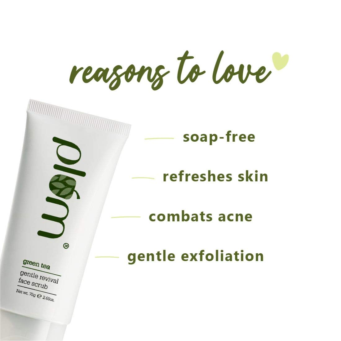 Plum Green Tea Gentle Revival Face Scrub - Exfoliating Blackhead Remover with Green Tea Extracts for Oily & Acne-Prone Skin | 100% Vegan, Paraben-Free, 75g | Perfect for Daily Skincare Routine & Deep Cleansing