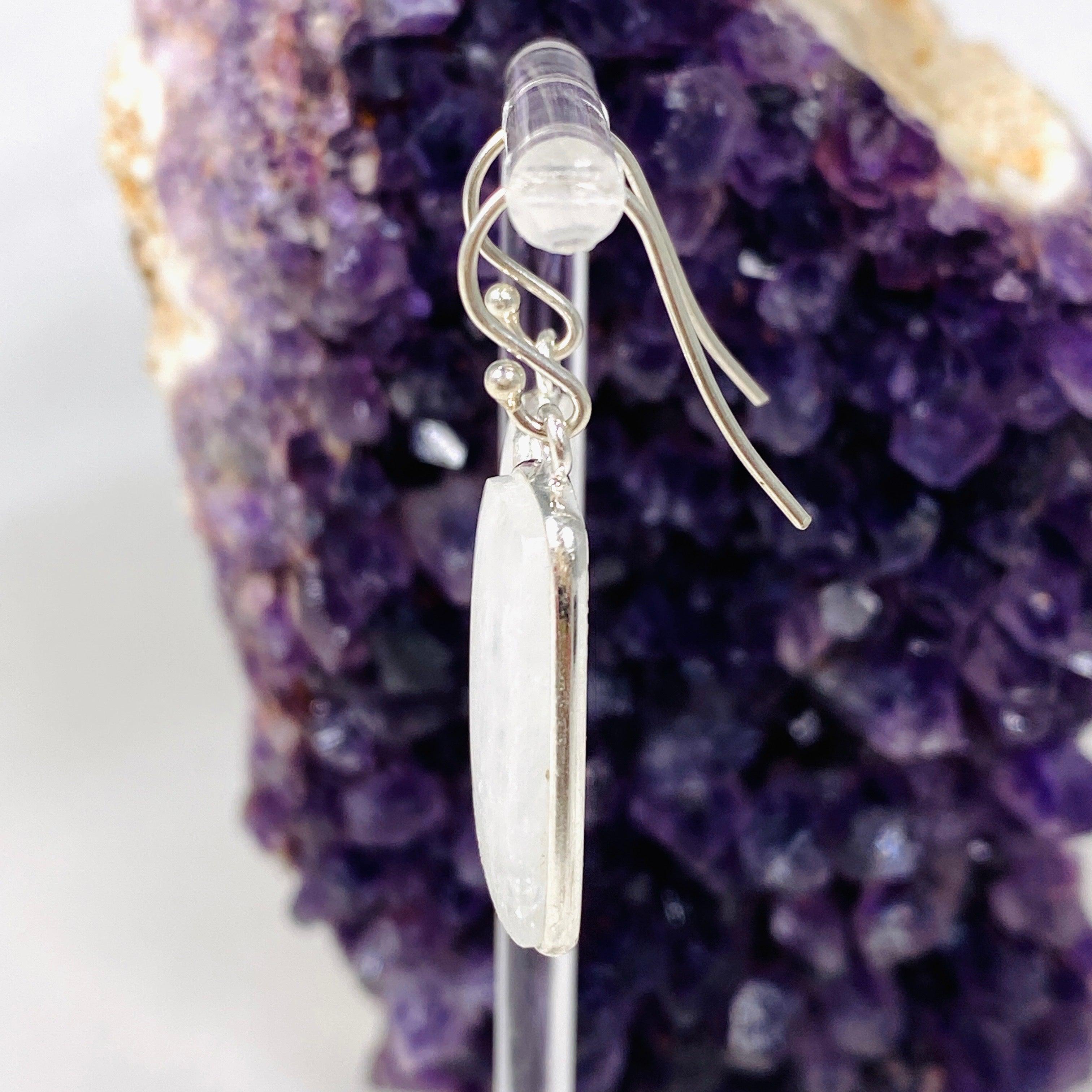 Moonstone Rectangular Earrings for Women - Sterling Silver Dangle Earrings KEGJ1390 - Perfect for Wedding, Party & Evening Wear