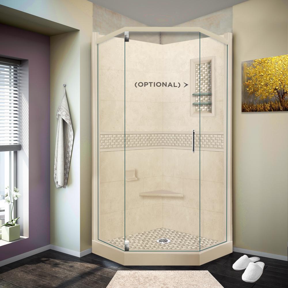 Neo Angle Desert Sand Sistine Stone & Jewel Stone Accent DIY Shower Remodel Kit - Easy Bathroom Upgrade for Modern Home Renovation