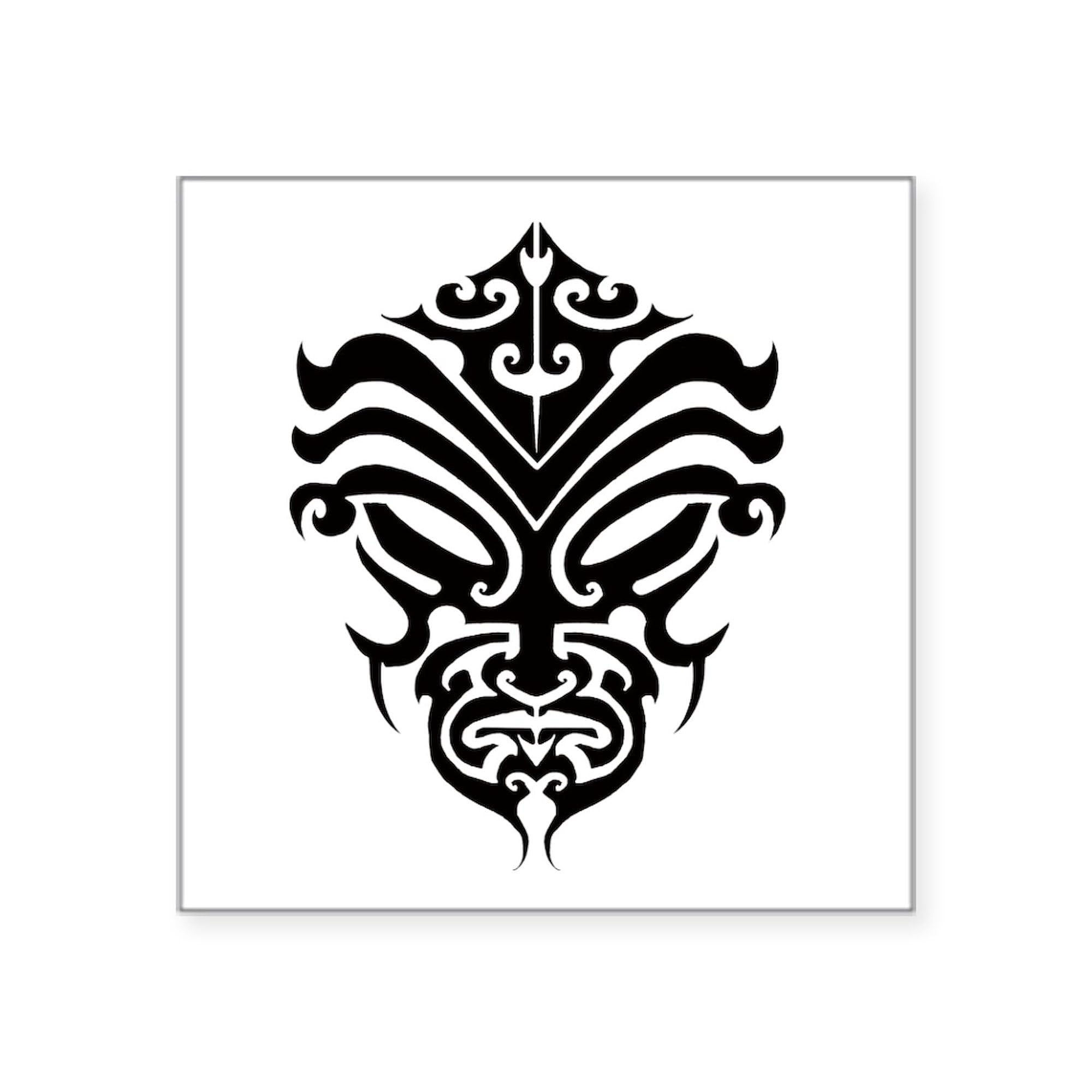 Maori Warrior Face Square Sticker - 3