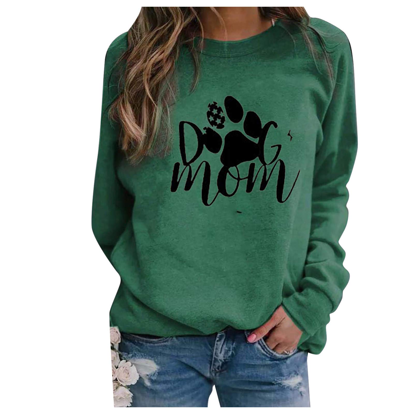 Women's Long Sleeve Thermal Sweatshirt - Cute Tie-Dye Print Crewneck Pullover for Women | Cozy Loose Fit for Casual Wear, Winter Outfits & Layering