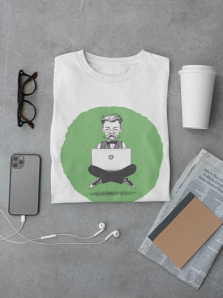 Men's Laptop Working Graphic T-Shirt - Comfortable Cotton Tee for Office, Remote Work & Casual Wear
