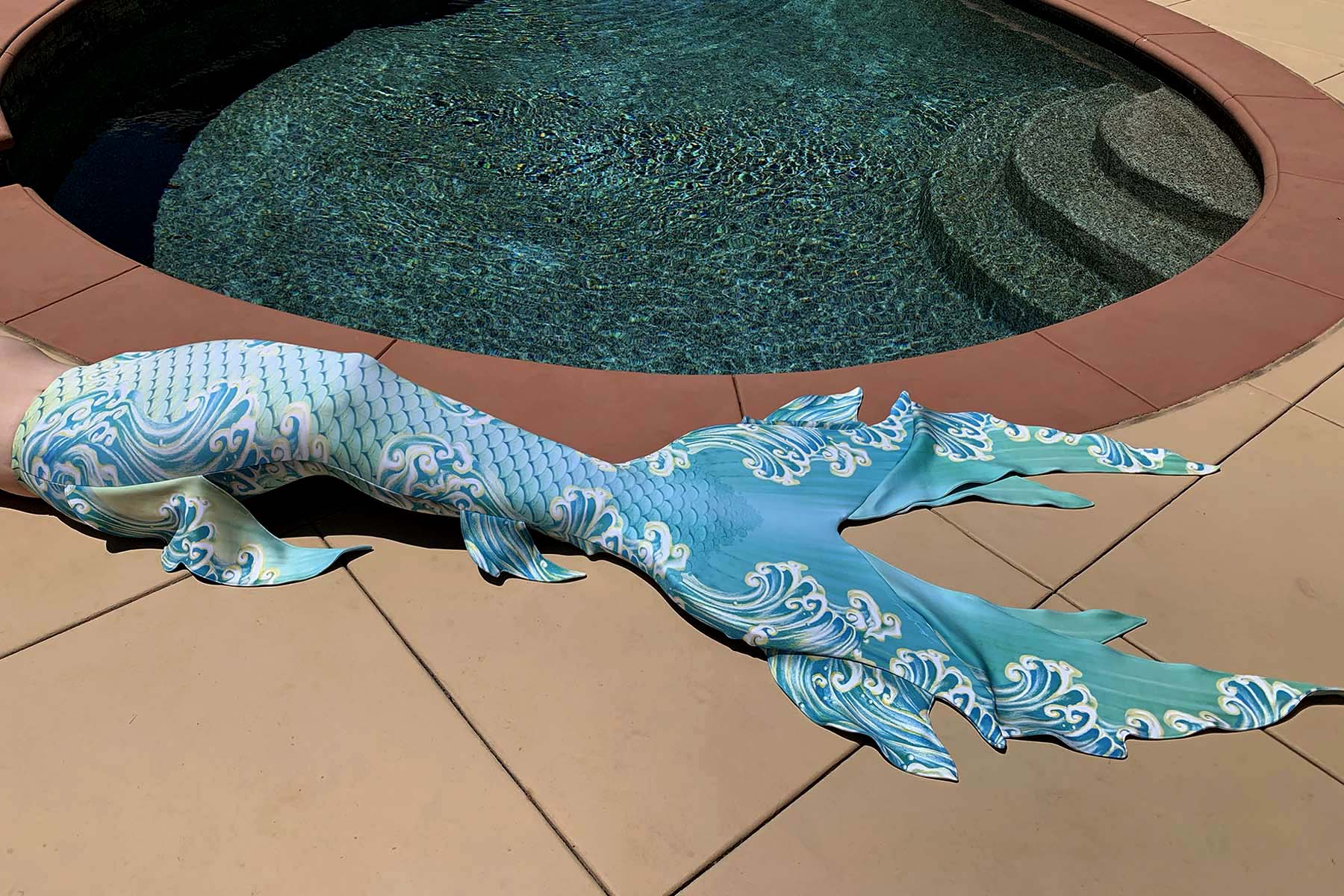 Hannah Mermaid Golden Wave GalleryTail Swimsuit by Cape Cali - Elegant Mermaid Tail for Swimming, Underwater Photography, and Costume Parties