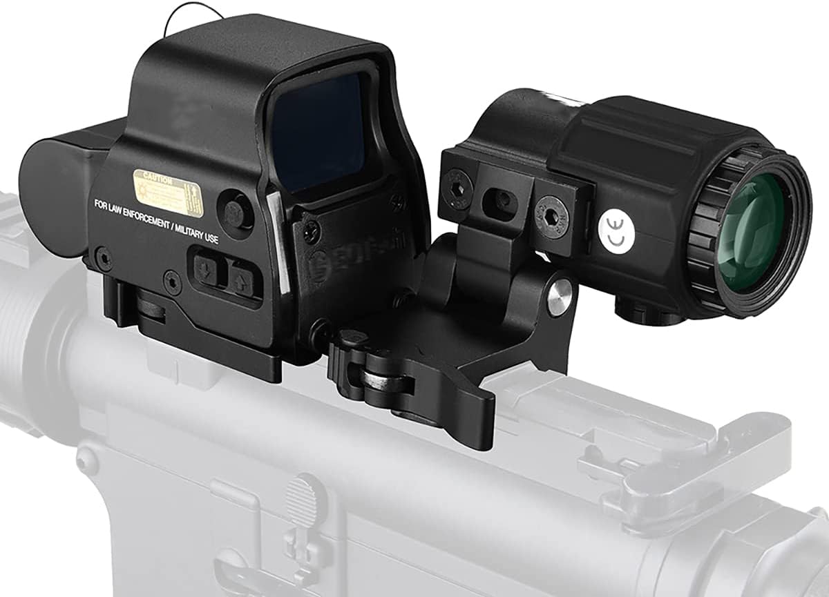 558+3X Magnifier Green/Red Dot Holographic Reflex Sight with Quick Detach QD Mount for Hunting & Shooting - Black | Compatible with AR15, Rifle, Shotgun for Tactical & Outdoor Use