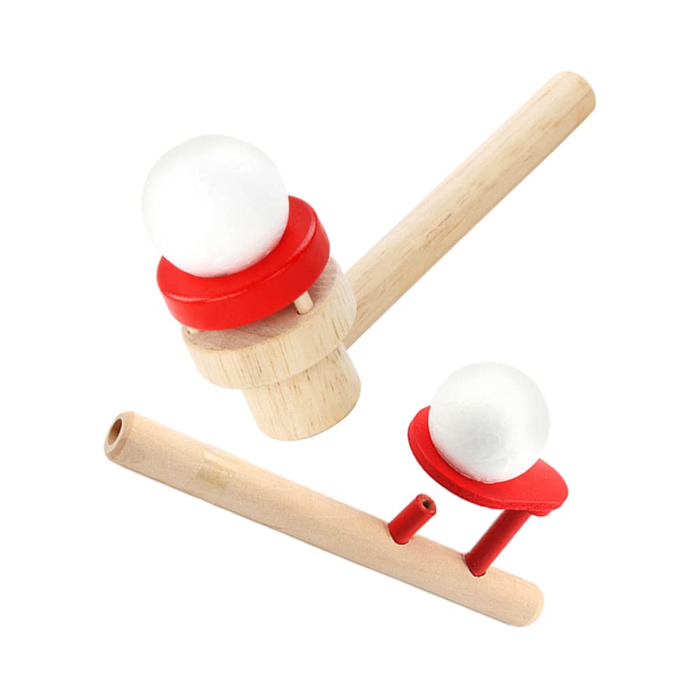 NUOBESTY 2Pcs Wooden Blow Pipe Ball Game - Fun Family Balancing Toys for Kids Birthday Party & Indoor Play