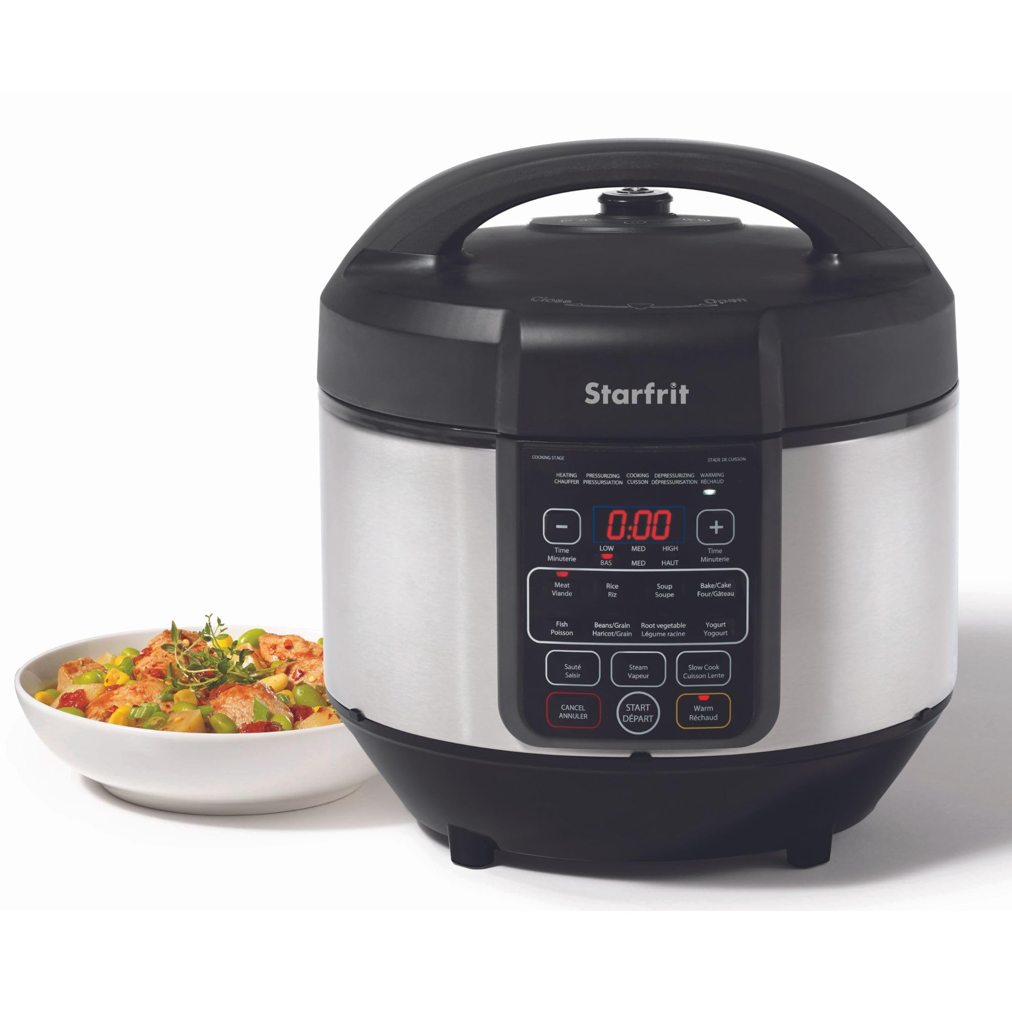 Starfrit 8L Electric Pressure Cooker with Steam Tray, Measuring Cup & Spatula - 11 Preset Cooking Functions - Perfect for Fast & Healthy Meals, Meal Prep & Family Dinners