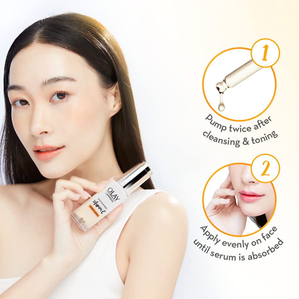 Olay Luminous Niacinamide + Super Serum 30ml - Brightening Face Serum with Vitamin B3 for Glowing Skin | Day & Night Moisturizer for Dark Spots & Uneven Tone | Perfect for Daily Skincare Routine