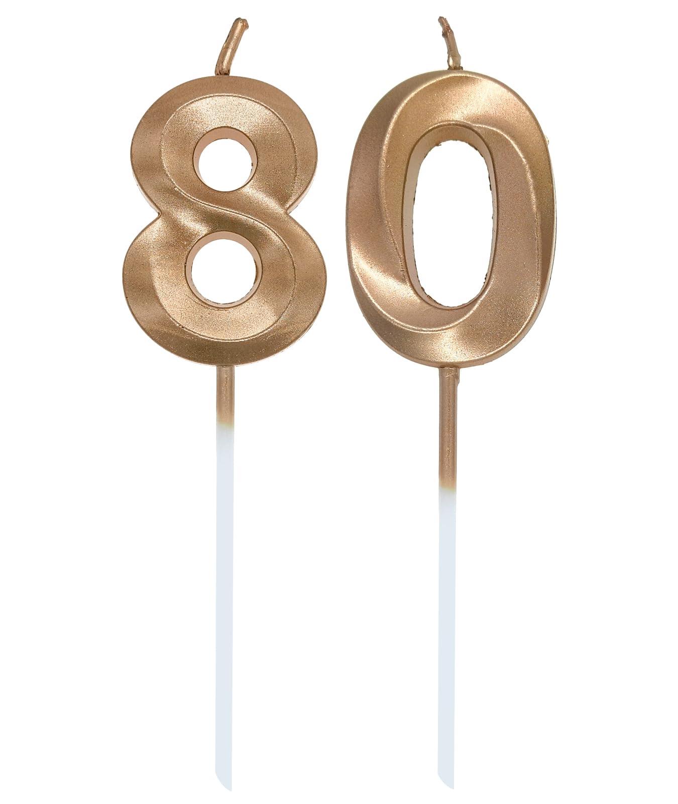 80th Birthday Number Candles for Cake - Gold Champagne Cake Topper Decorations for Anniversary, Wedding & Party Celebrations - Perfect for Birthday Cakes, Cupcakes & Dessert Tables