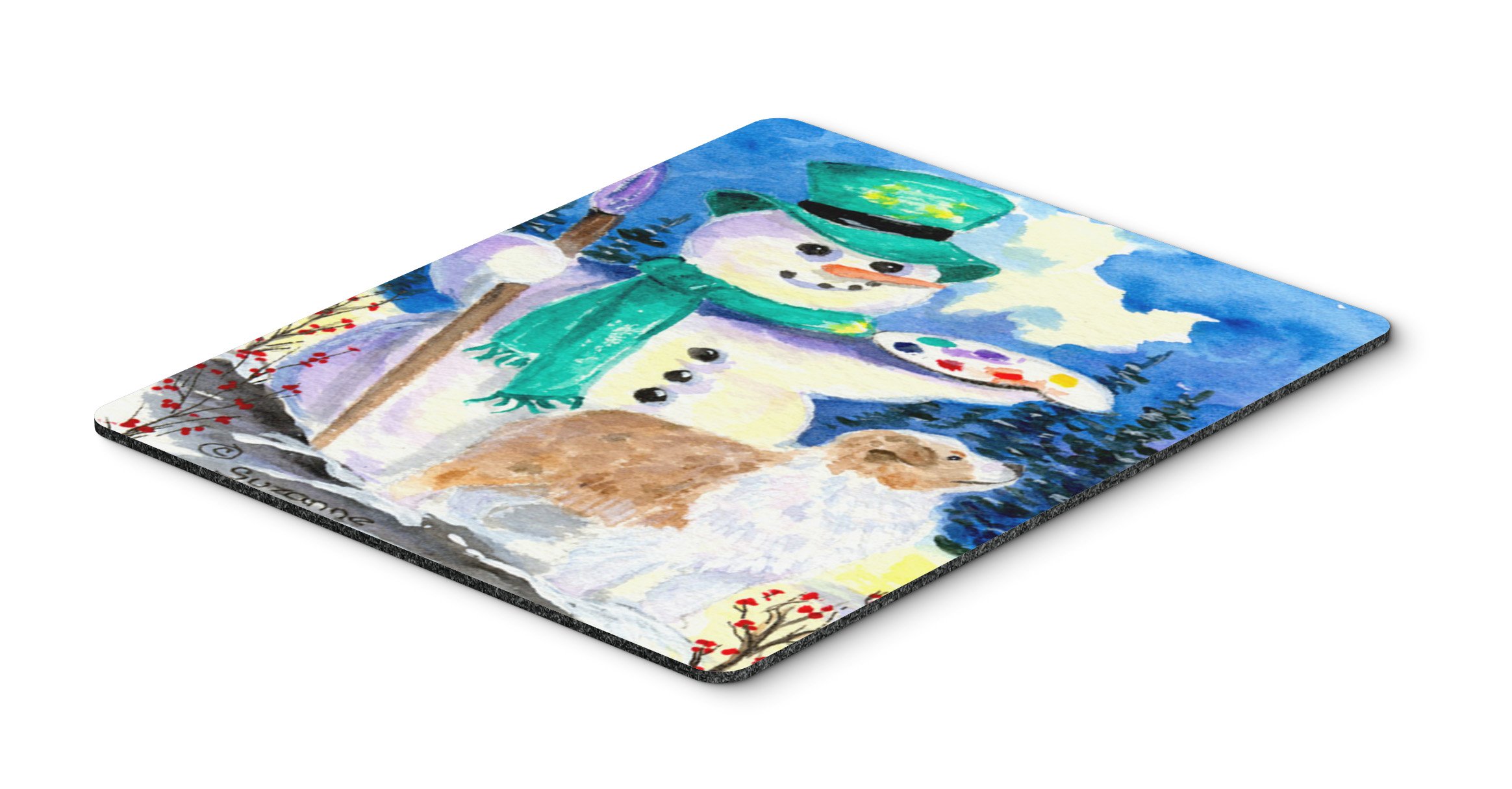 Snowman with Australian Shepherd Mouse Pad - Large Washable Non-Slip Desk Mat for Home Office, Gaming & Computer Work | Cute Winter-Themed Mousepad for Laptop & PC Users | Perfect Gift for Dog Lovers & Christmas Decor