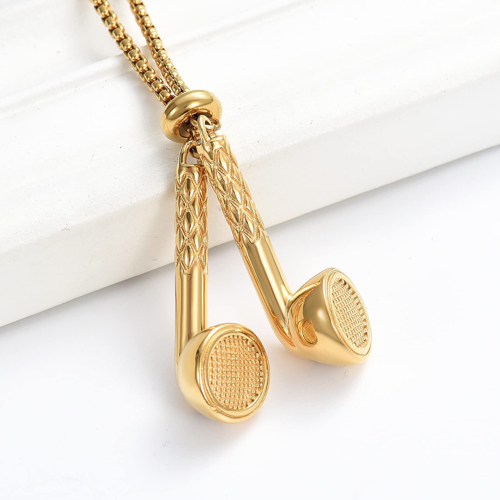 IMRSANL Stainless Steel Cremation Jewelry - Headphone Urn Necklace for Ashes, Memorial Keepsake Pendant with Music Theme - Perfect for Remembering Loved Ones, Grieving Process & Memorial Gifts