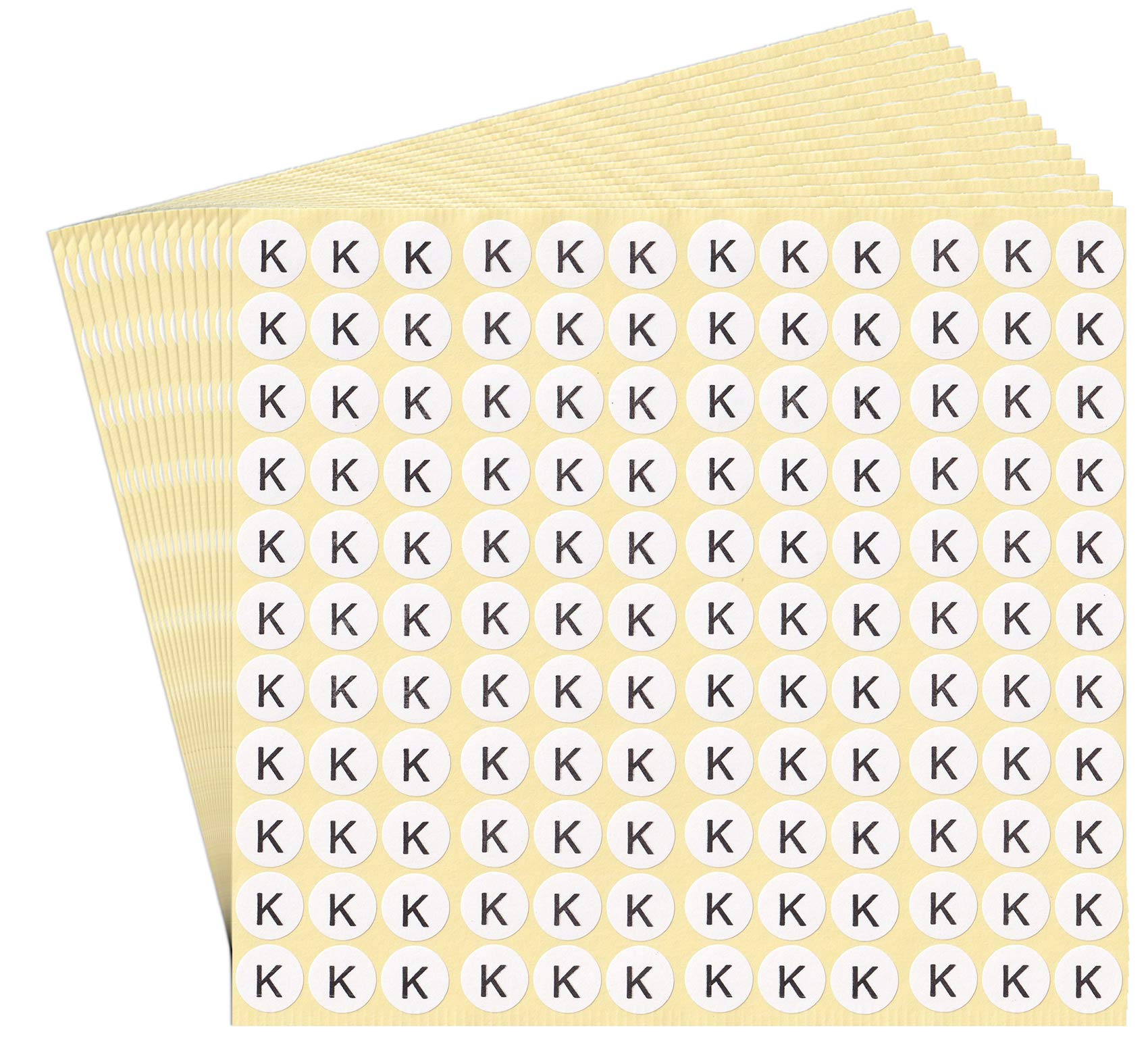 DealzEpic - Letter K Alphabet Stickers - 15 Sheets Small Round Self-Adhesive Paper Labels for Scrapbooking, DIY Crafts & Organizing