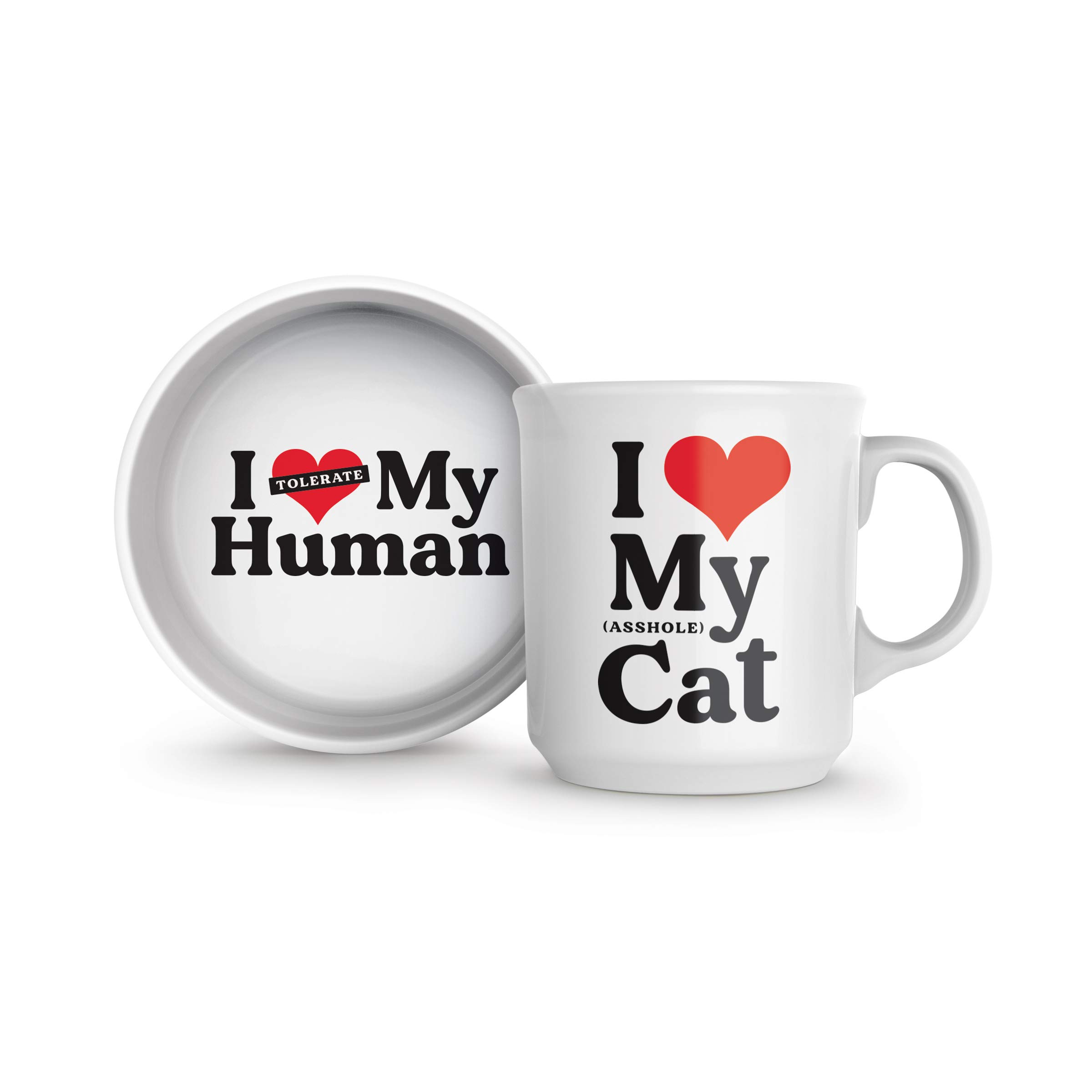 Genuine Fred Howligans Cat Lover Mug & Bowl Set - White Ceramic Coffee Cup & Pet Dish for Cat Owners - Perfect for Morning Coffee & Feeding Your Feline