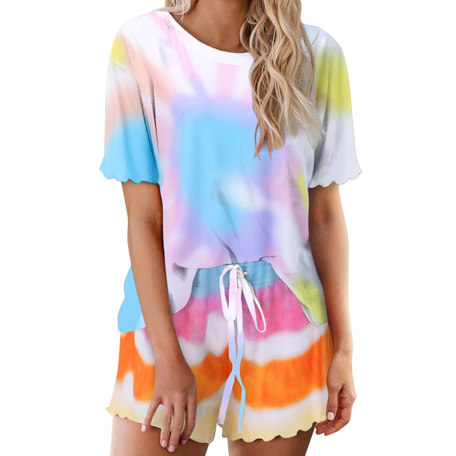 Women's Tie Dye Pullover Pajama Set - Soft Brushed Fabric for Sleep & Lounge