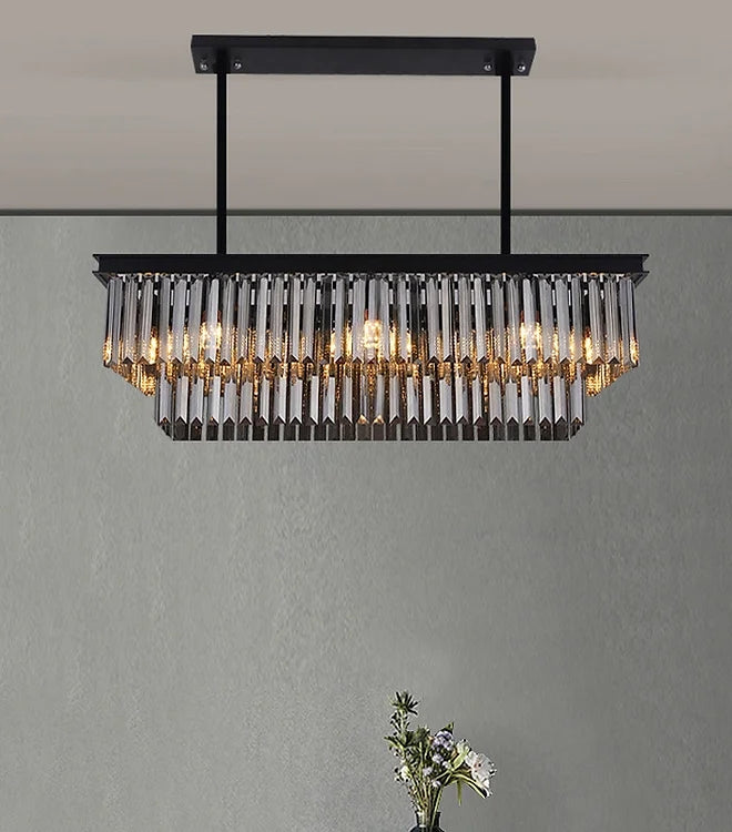 Modern LED Crystal Pendant Light - Elegant Glass Chandelier for Dining Room, Bedroom & Living Room Decor | Energy Efficient Hanging Ceiling Fixture