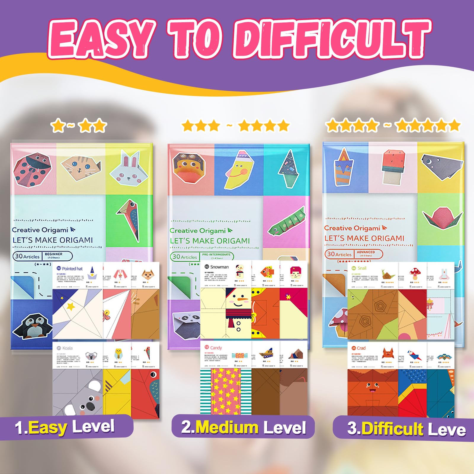 240 Sheets 6x6 Inch Double Sided Origami Paper for Kids - 90 Animal Patterns, DIY Craft Folding Paper Set with Instruction Book, Perfect Gift for 3+ Boys Girls Beginners - School Projects, Party Activities & Creative Play