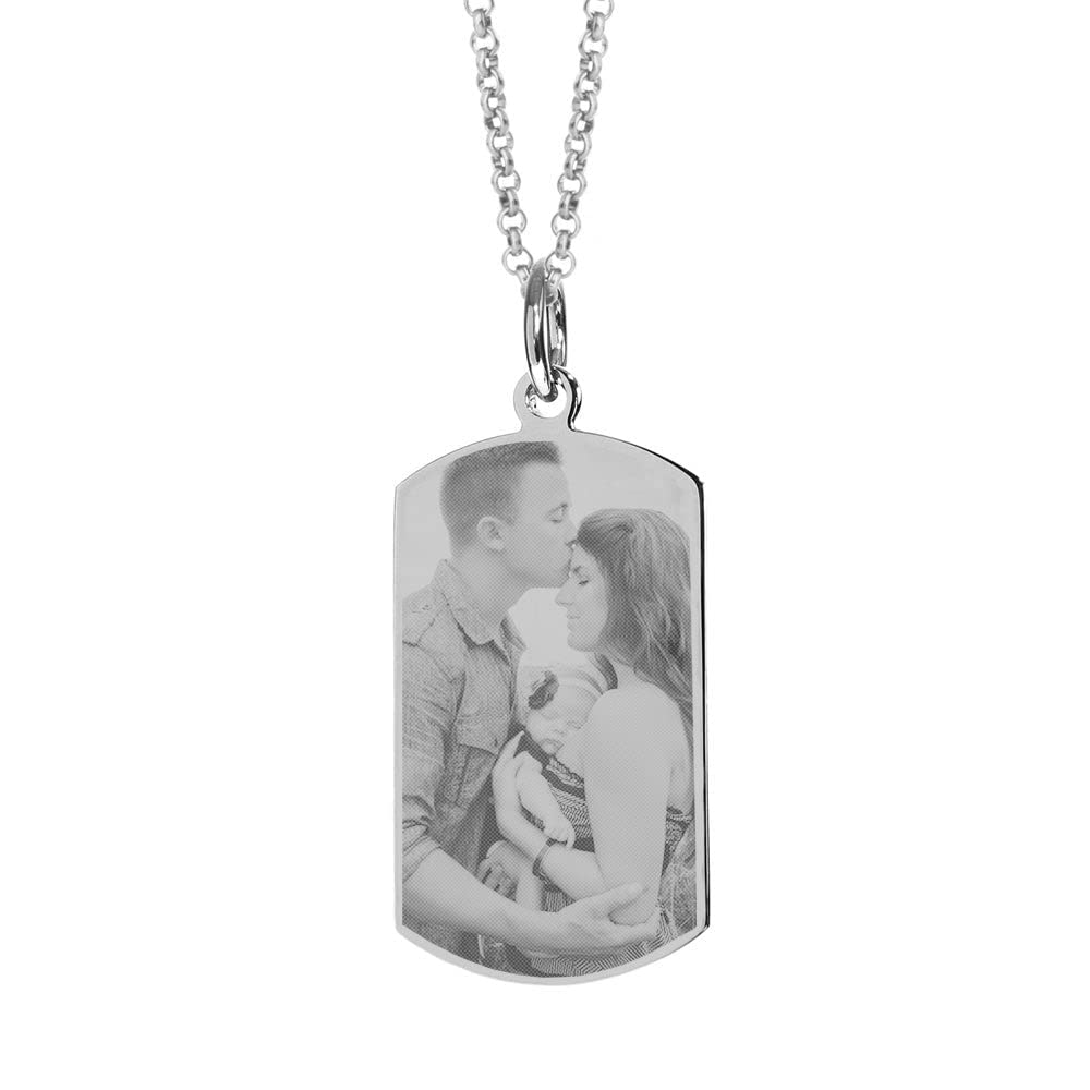 Custom Engraved Stainless Steel Photo Dog Tag Necklace - Personalized Pet ID Tags for Men & Women (Small/Medium/Large, 18