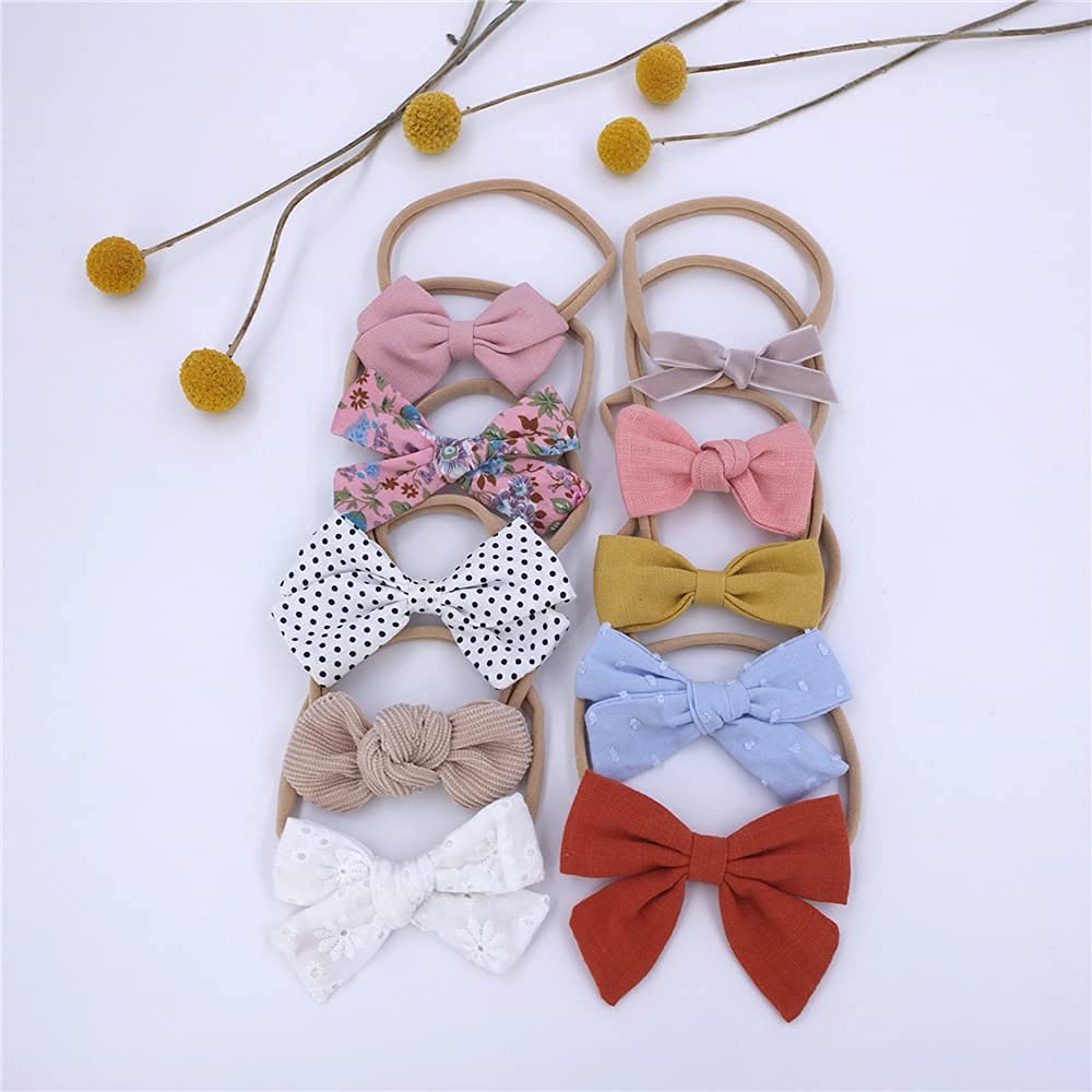 Baby Headbands with Bows for Newborns & Toddlers - Soft Elastic Nylon Hair Accessories for Girls | Perfect for Photoshoots, Birthday Parties & Daily Outfits