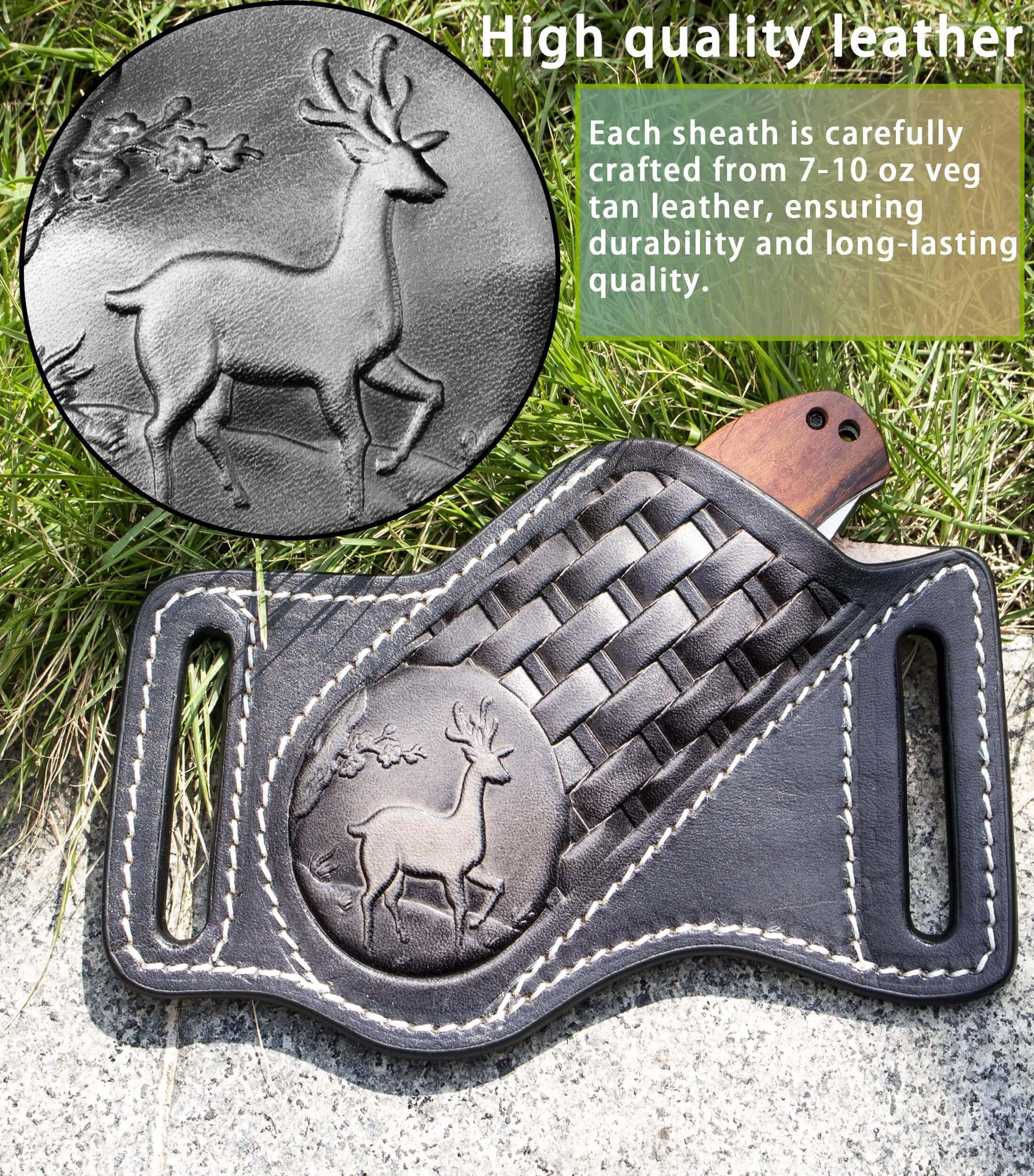Durable Leather Knife Sheath for Belt - Fits 4