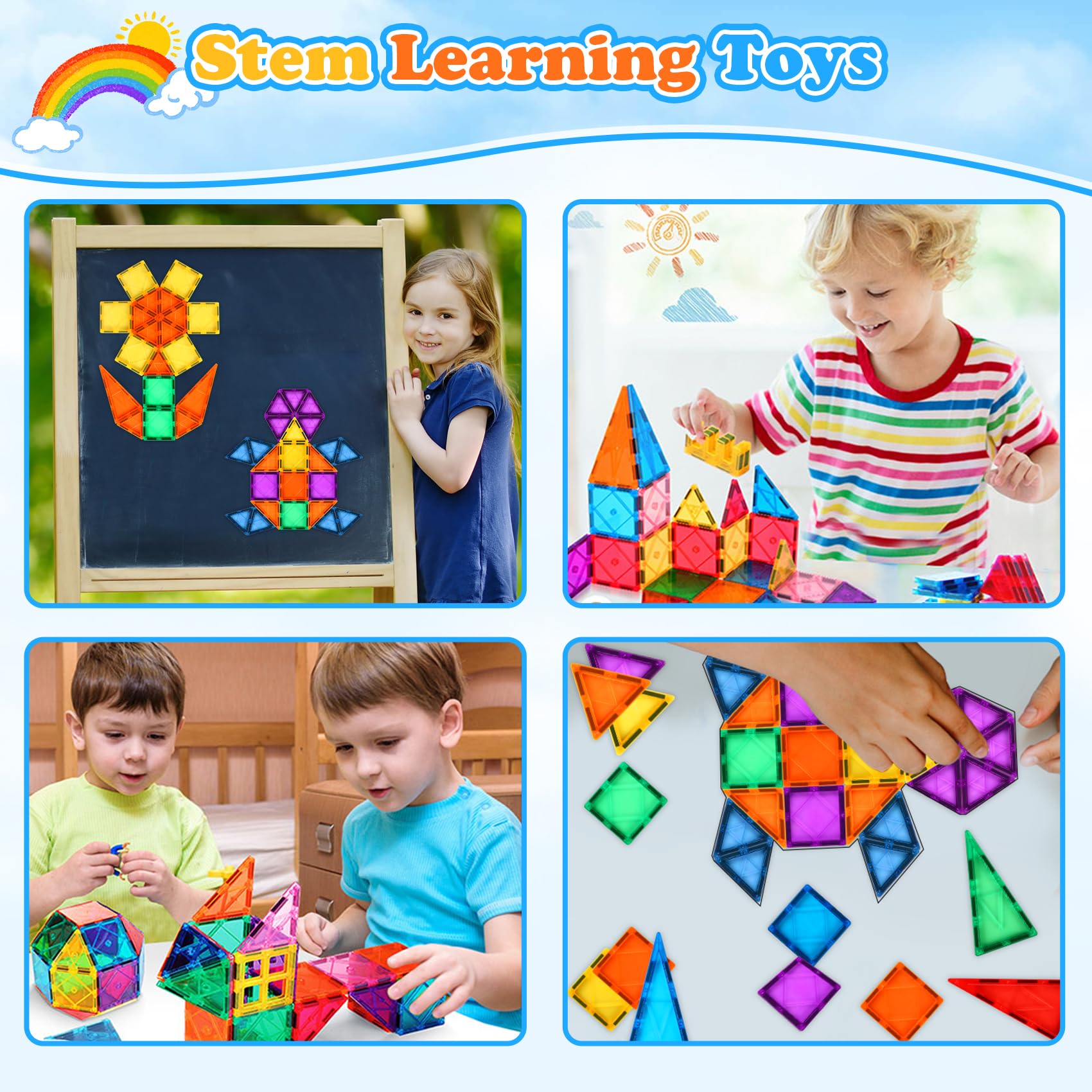 Magnetic Building Blocks for Kids Ages 3-7 | STEM Learning Construction Toys | 3D Educational Toys for Boys & Girls | Perfect for Classroom, Home Play & Creative Development