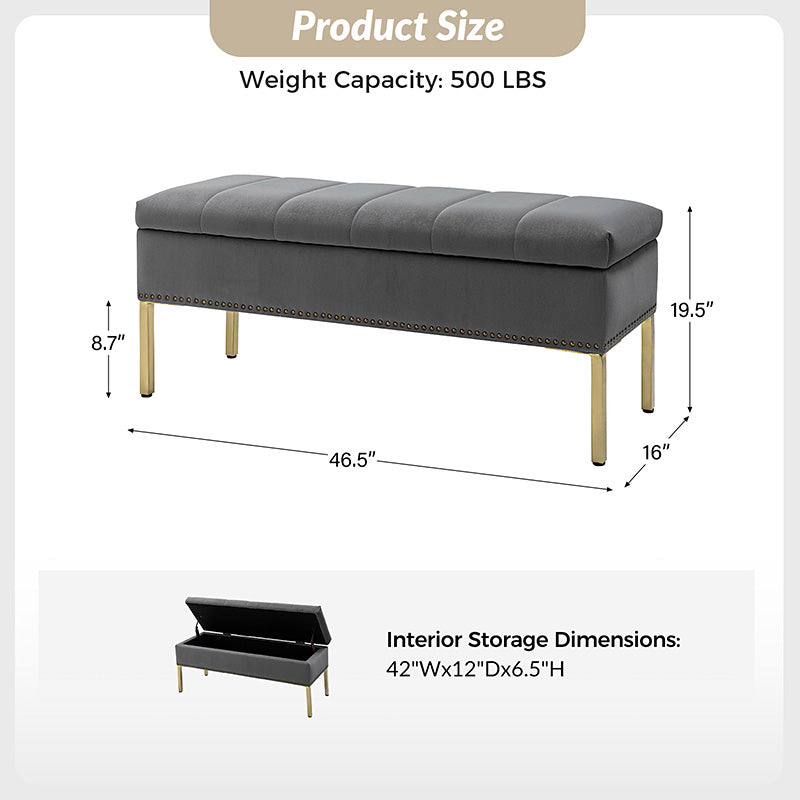 Egmund Upholstered Flip Top Storage Bench - Stylish Ottoman with Hidden Storage for Bedroom, Living Room & Entryway - Perfect for Home Organization & Extra Seating