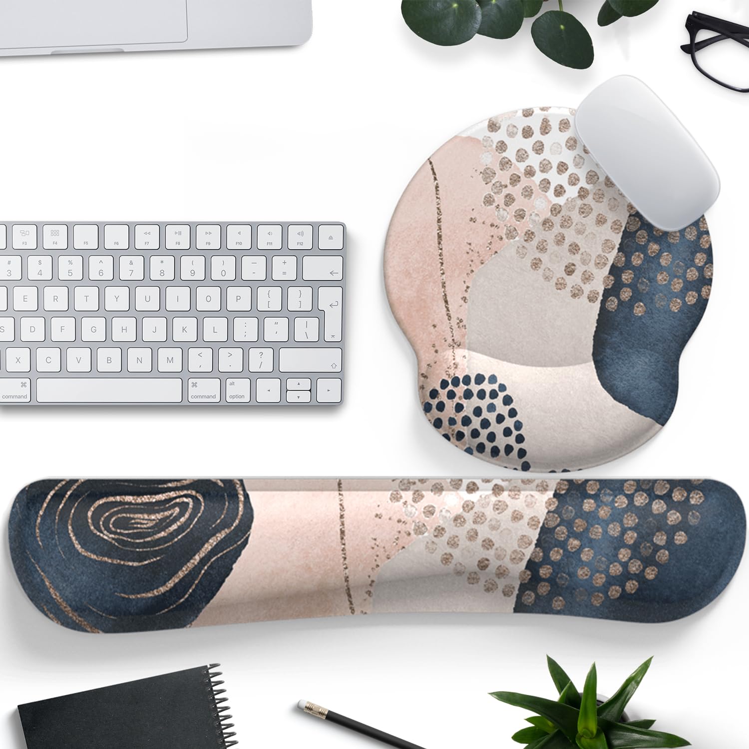 Ergonomic Boho Mouse Pad with Wrist Support - Gel Cushion & Keyboard Wrist Rest, Non-Slip PU Base Gaming Mousepad for Office & Home Decor - Pain Relief for Typing, Gaming & Computer Work (Cute Kawaii Design) - Perfect for Workstations, Desks & Long Computer Sessions