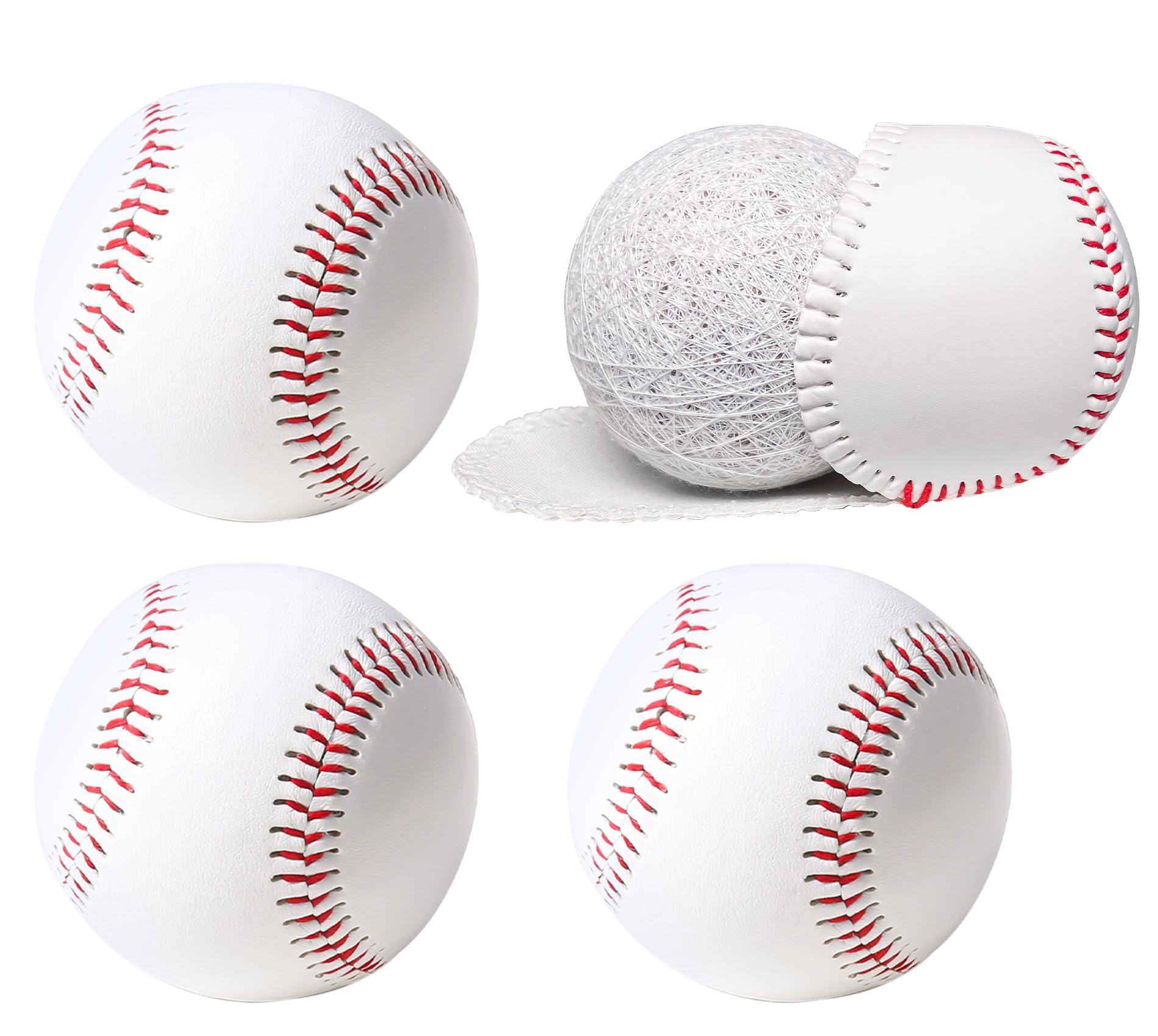 **9 Inch Standard Size Adult Baseballs - Unmarked Faux Leather Training Balls for League Play, Pitching, Hitting & Fielding Practice - Perfect for Autographs & Team Training (Pack of 3)**