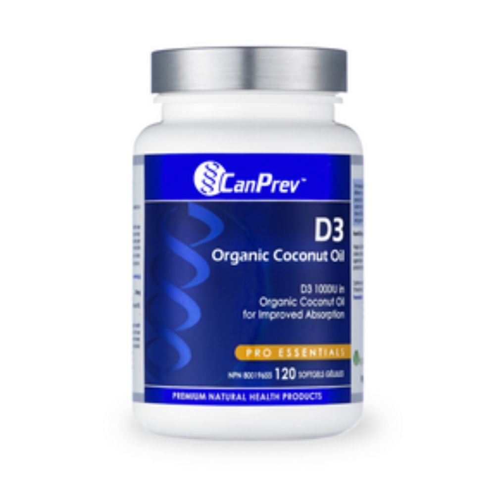 Canprev Organic Vitamin D3 with Coconut Oil - 120 Softgel Capsules for Immune Support & Bone Health - Perfect for Daily Supplementation & Wellness Routine