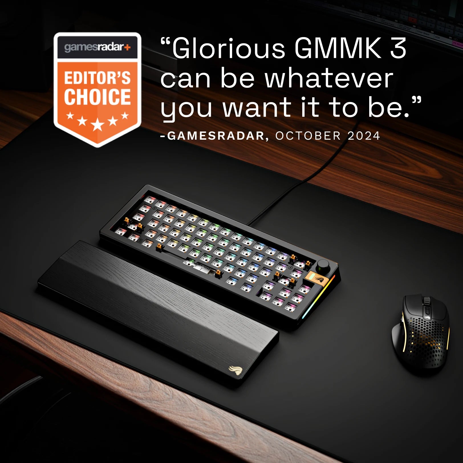 GMMK 3 60% Hot-Swappable Mechanical Gaming Keyboard Barebones Kit - Compact RGB Backlit for PC, Mac, Esports & Typing Enthusiasts