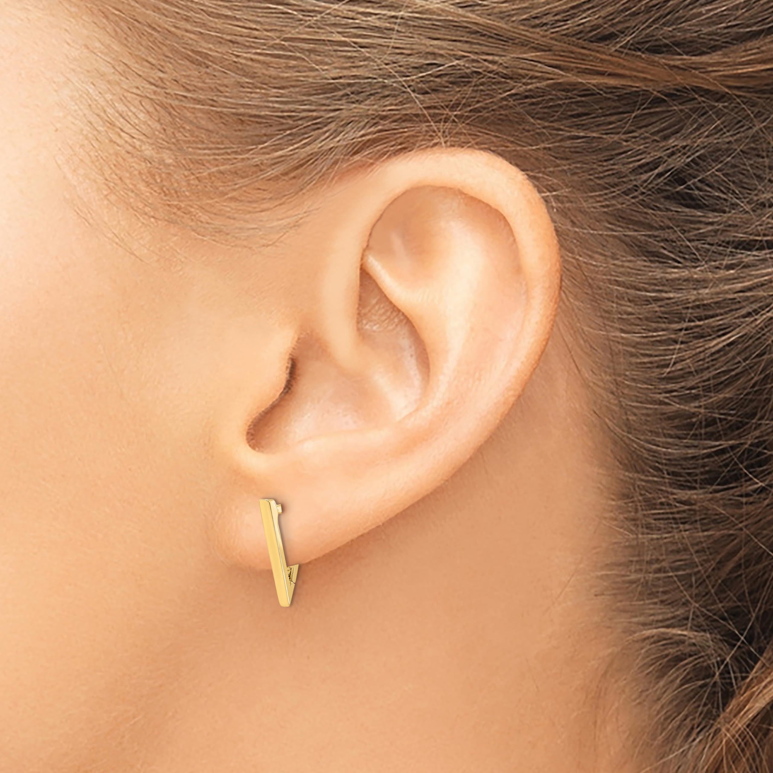 14K Yellow Gold Triangle Hoop Earrings for Women - 15mm Polished Dainty Everyday Stud Earrings | Perfect for Work, Date Night & Special Occasions