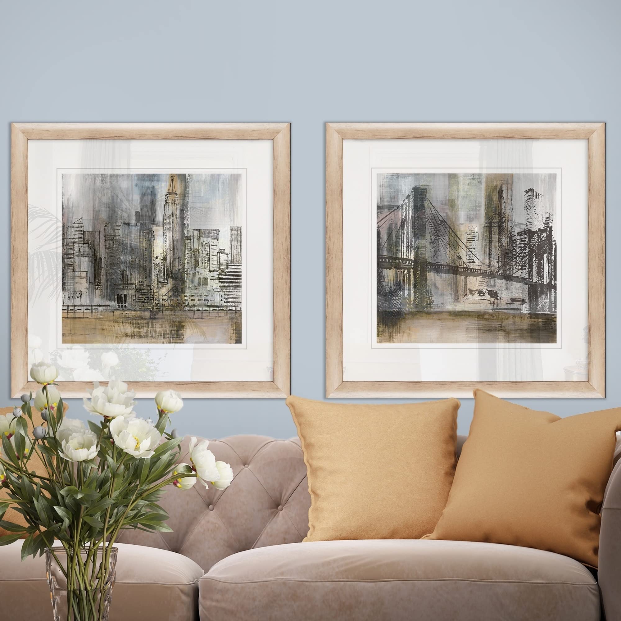 WEXFORD HOME Empire Twilight Framed Wall Art Set - Modern Abstract Canvas Painting for Living Room, Bedroom & Office Decor