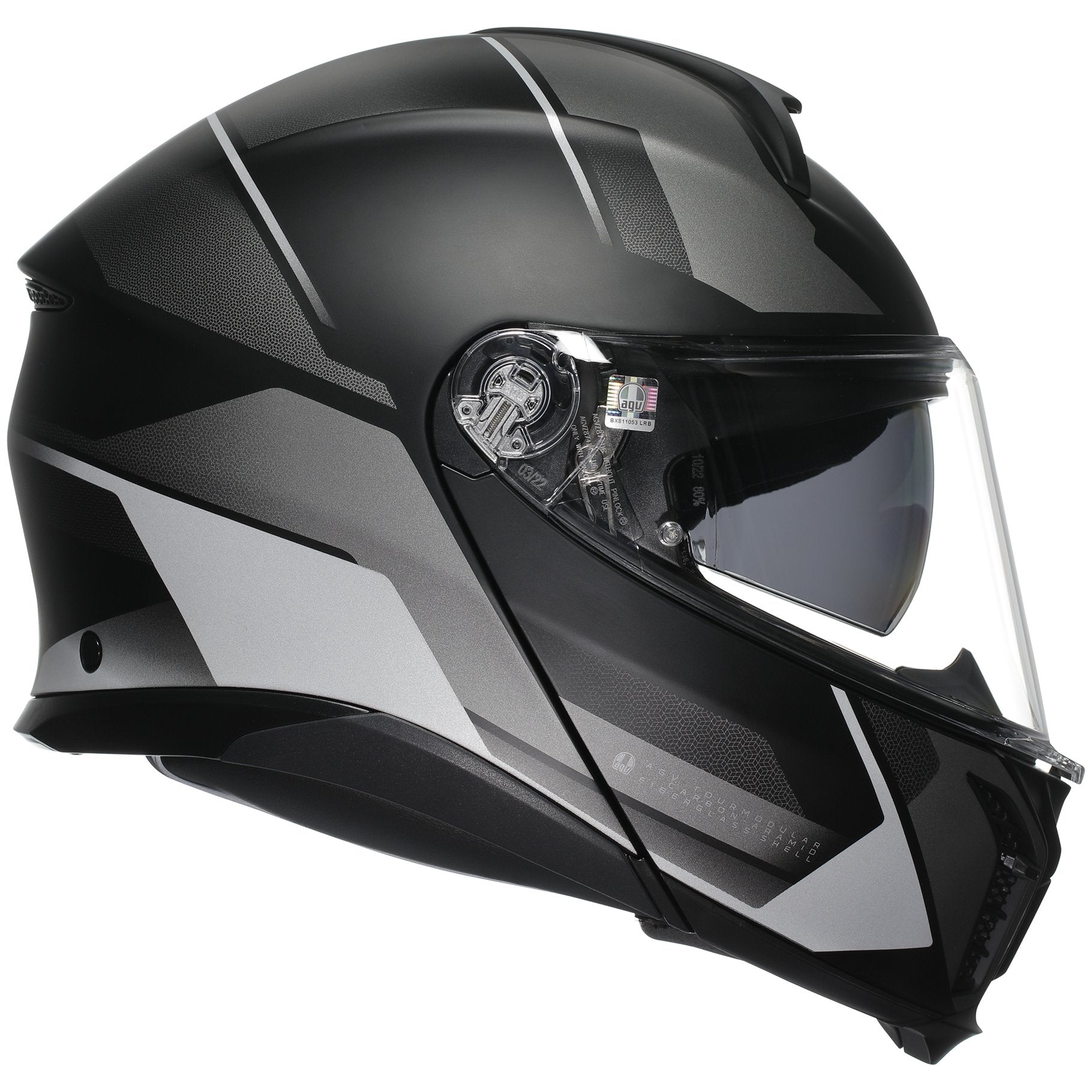AGV Tourmodular Perception Matt Black / Silver Motorcycle Helmet - Lightweight & DOT Certified for Street & Racing - Perfect for Urban Commuting & Track Days