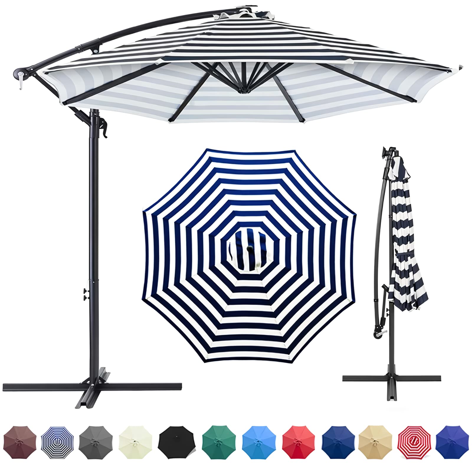 10FT Universal Replacement Patio Umbrella Canopy - 300D UV Protective & Water Resistant Sun Shade Cover for 8-Rib Round Outdoor Market Umbrellas - Perfect for Backyard, Poolside, and Beach Use
