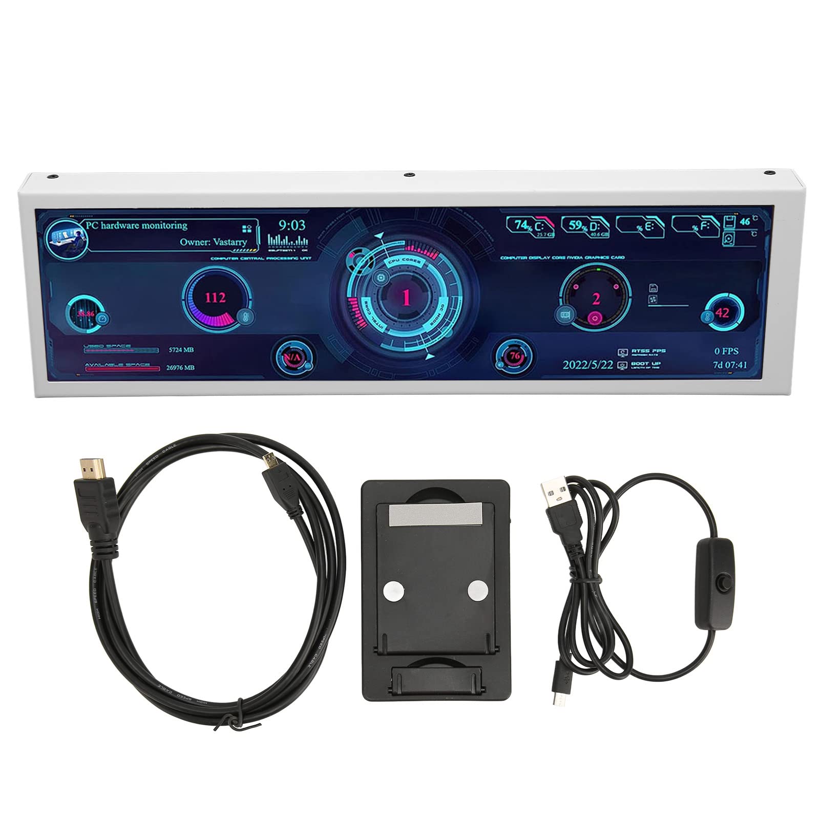 8.8 Inch USB Mini PC Sensor Panel Display - Zopsc Computer Temp Monitor for CPU HDD Data (Windows/Linux Compatible) - Perfect for Gaming Rigs, Workstations & Home Office PCs
