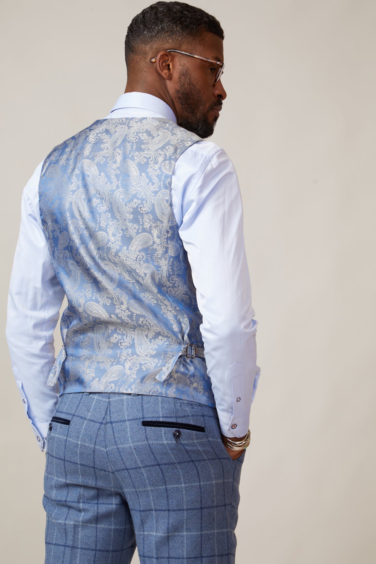 KELVIN Men's Slim Fit Stone Double Breasted Waistcoat Vest - Perfect for Weddings, Business Meetings & Formal Occasions