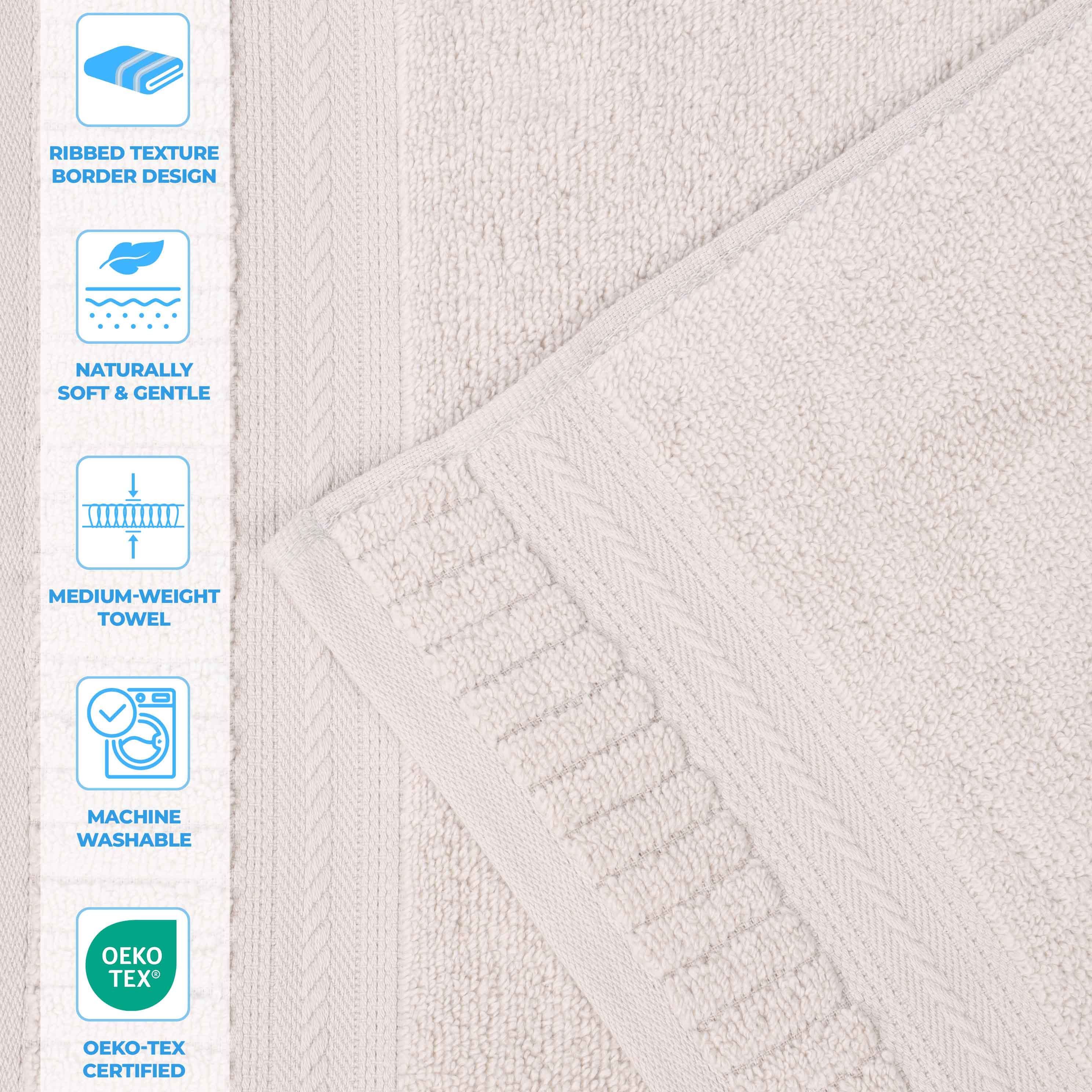 Venice Zero Twist Cotton Medium Weight Absorbent 3-Piece Bath Towel Set - Soft & Quick-Drying for Spa, Gym, and Beach Use